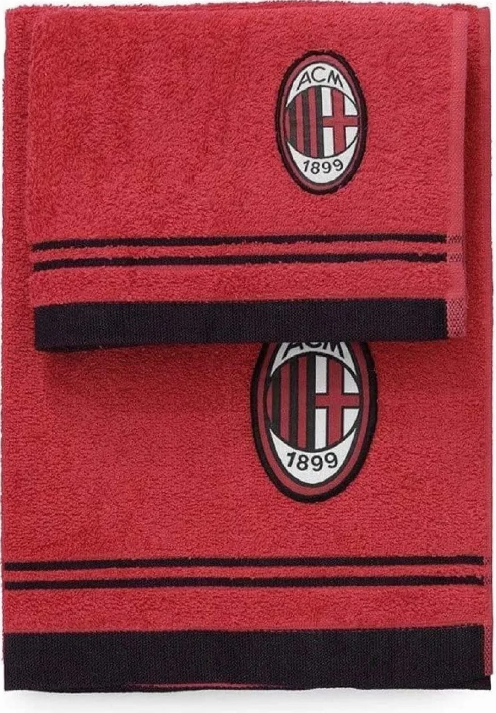 AC Milan zestaw ręczników frotte 100% bawełna czerwony czarny 100x60 cm