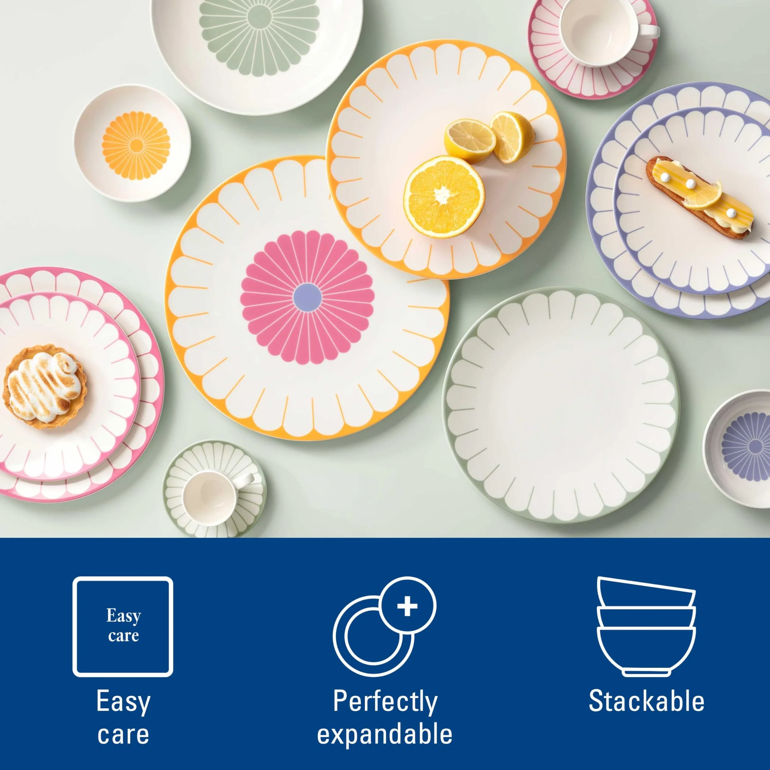 Villeroy & Boch - Fleur couleur talerz do serwowania duży wielokolorowy, można myć w zmywarce i używać w kuchence mikrofalowej, półmisek, taca, kwiatowy wzór, talerz na przekąski, porcelana Premium
