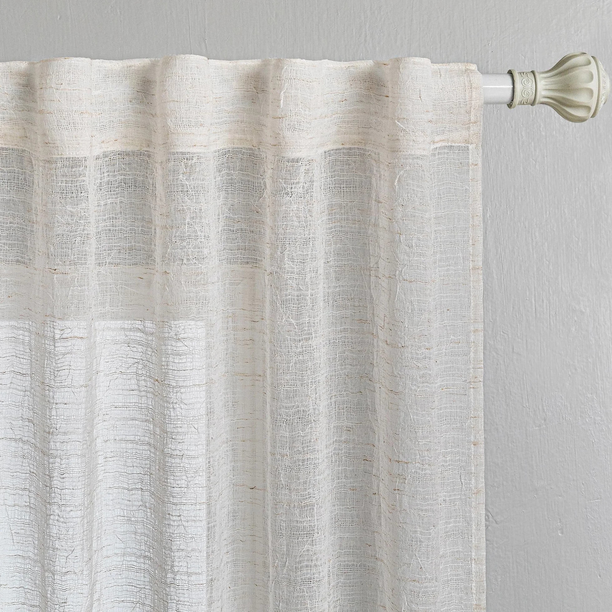 MYSKY HOME Zasłony do salonu, zasłony w stylu boho, 2-częściowy zestaw zasłon o wyglądzie lnu, półprzezroczyste, plisowane, do pokoju dziecięcego, wys. 245 x szer. 140 cm, beżowe