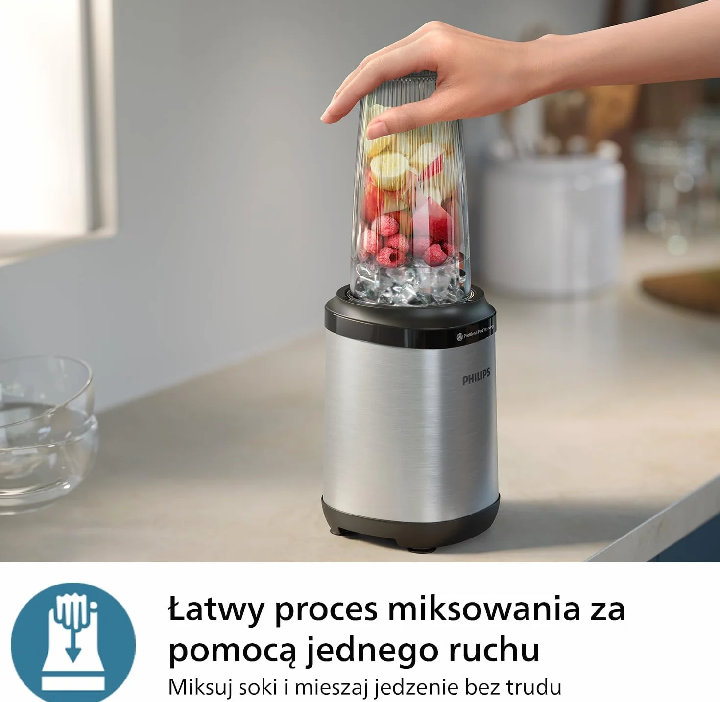 Philips Blender Serii 5000 800W ProBlend Plus Odłączane Ostrza Czarny Stal Nierdzewna HR2764/00