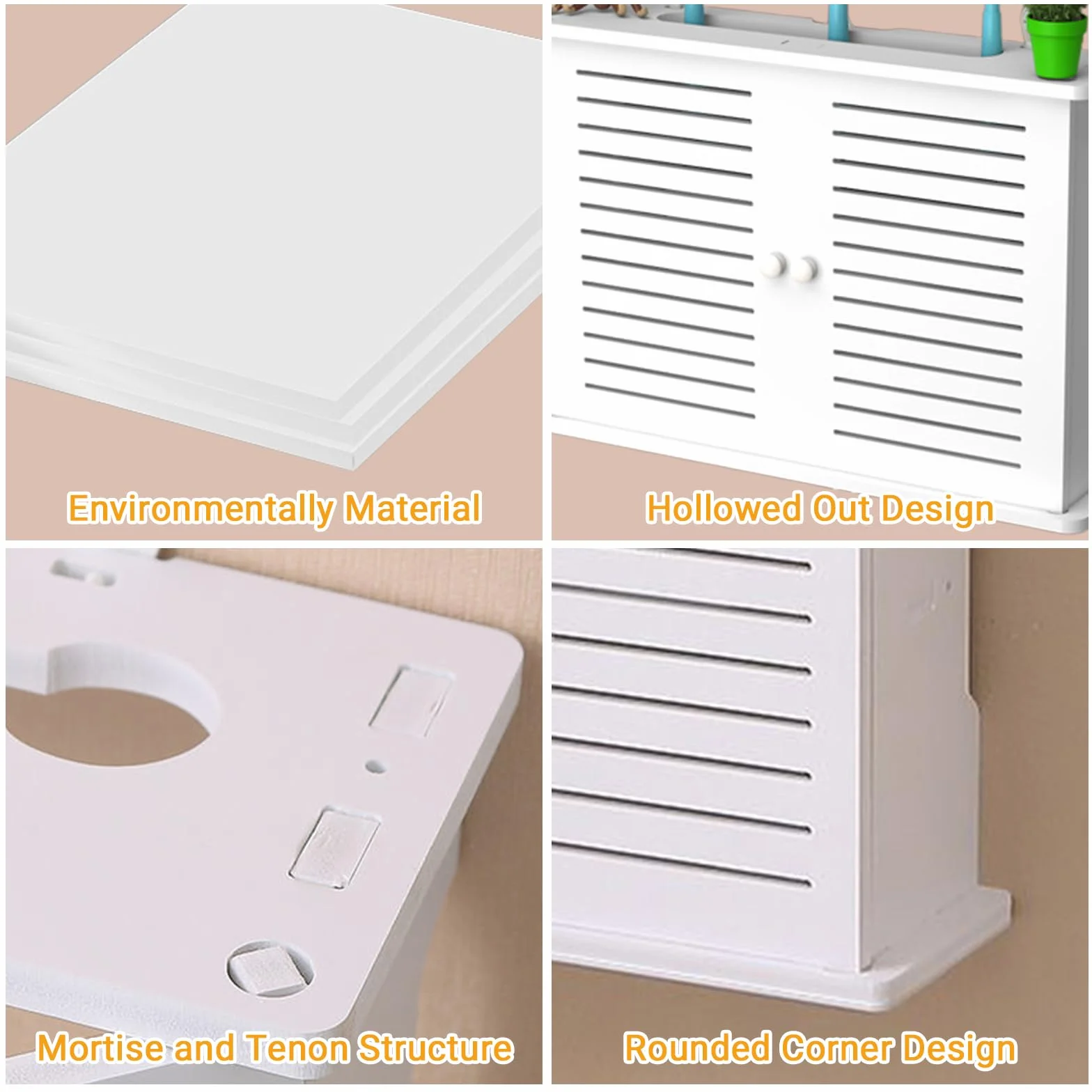GAESHOW Router pudełko do przechowywania, ścienny router WLAN, schowek na kabel TV, regał montowany na ścianie, biały (B)