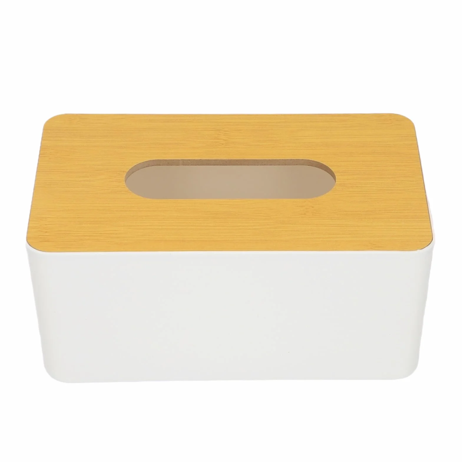Pudełko na Chusteczki z Bambusa, Kwadratowe, Zdejmowana Osłona, Plastikowy Organizer do Przechowywania, 13.5x13 cm