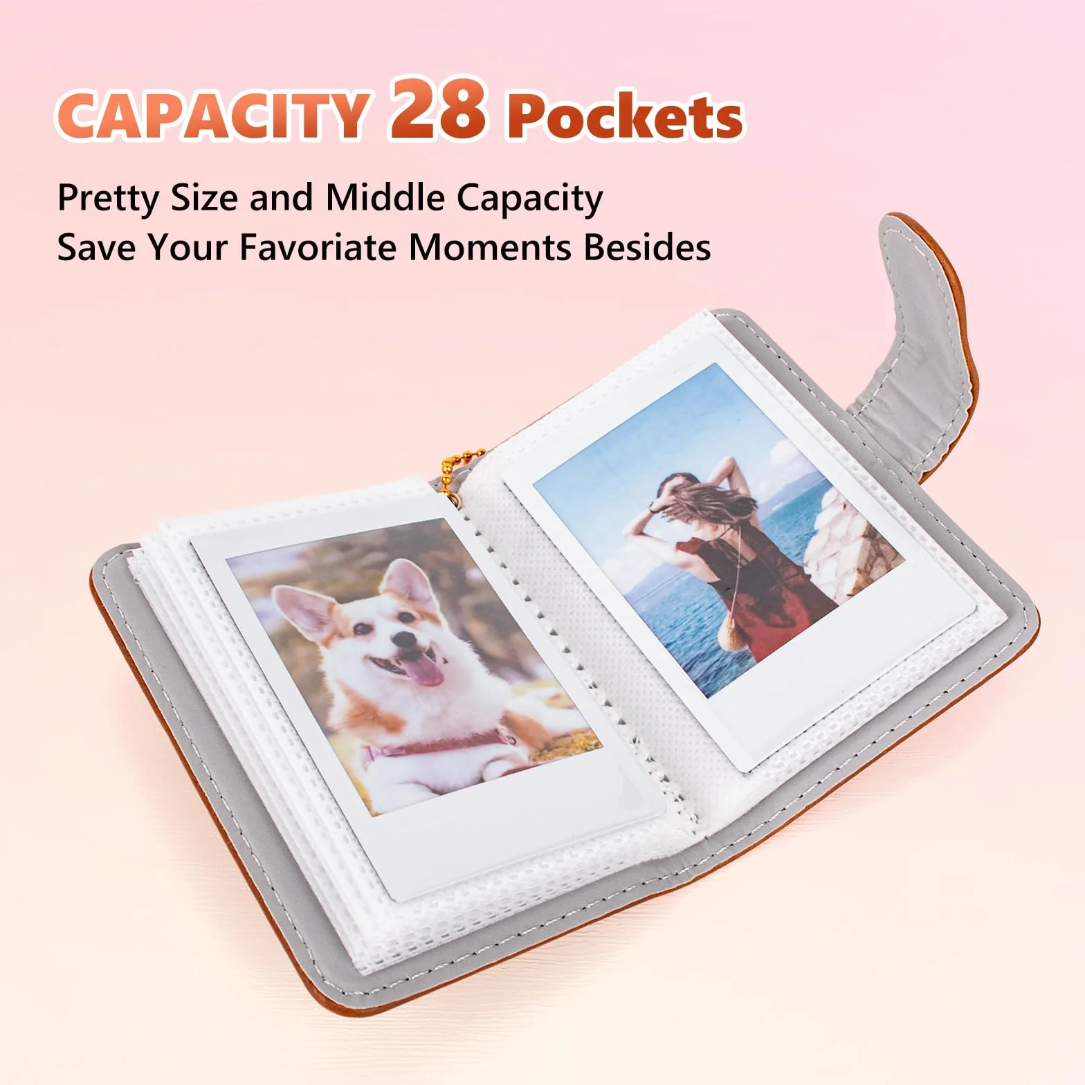 Mini album fotograficzny z 28 kieszeniami, kompatybilny z Fujifilm Instax 2x3 Films – Mini 12, 70, 7s, 8, 8+, 9, 11, 40, 50s, 90, 99