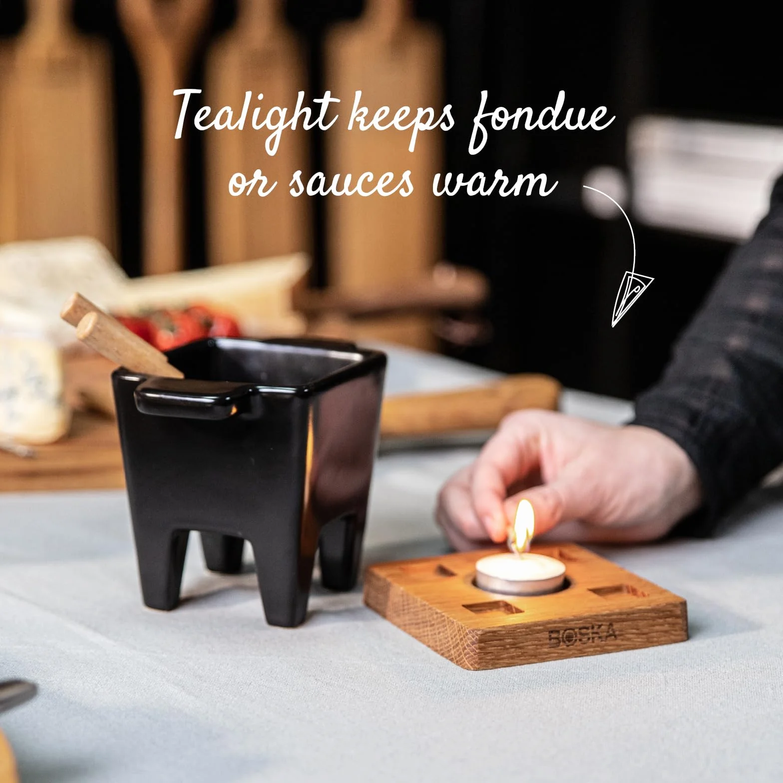 Boska Tapas Nero Zestaw do fondue – do 200 ml fondue serowego – 300 ml