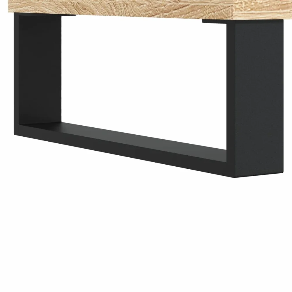 Szafka panelowa Sonoma dąb drewnopochodny, 85 x 38 x 48 cm, żelazne nogi, przechowywanie płyt gramofonowych, stabilna szafka winylowa do gramofonów, z miejscem do przechowywania płyt LP