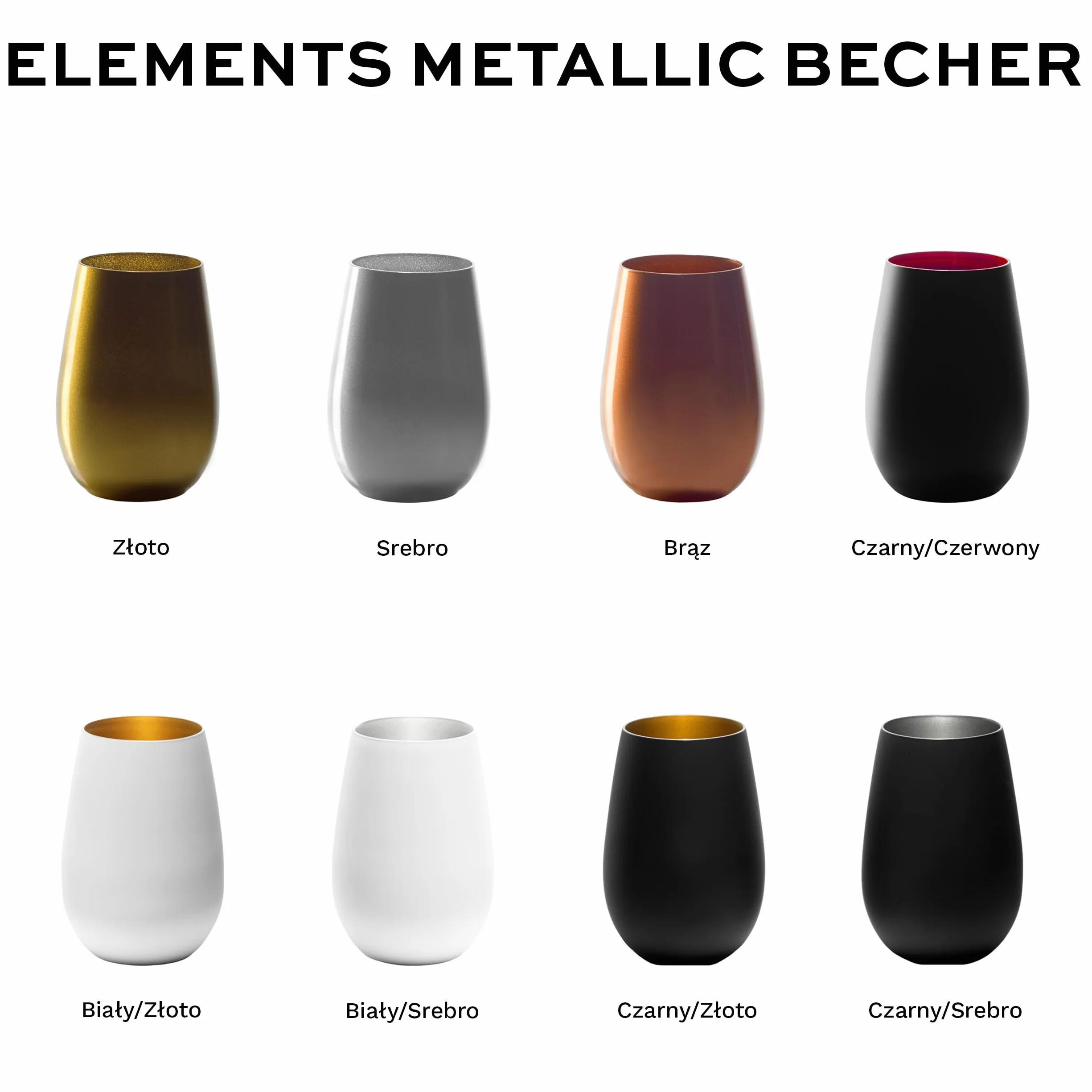 Stölzle Lausitz Szklanki do Wody Elements Metallic Zestaw 6 Sztuk 465 ml – Uniwersalne Szklanki do Wody, Soku i Koktajli – Wysokiej Jakości Szklanki z Kryształu – Bezpieczne do Użycia w Zmywarce