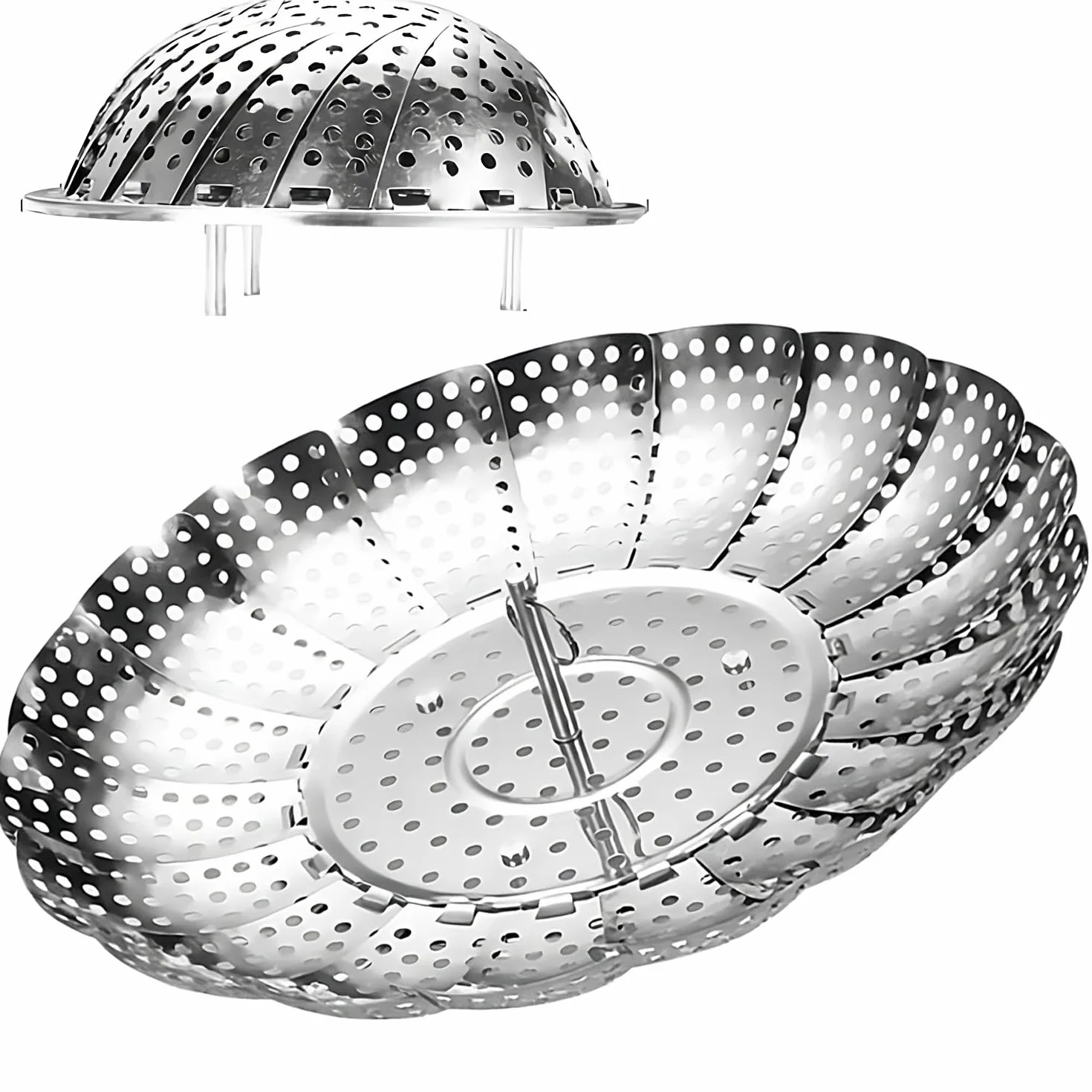 Parowar ze stali nierdzewnej | nasadka do gotowania na parze do garnków 13,5 cm – 26,5 cm | wkład do gotowania na parze – kwiat do gotowania warzyw / ryb / pokarmu dla niemowląt
