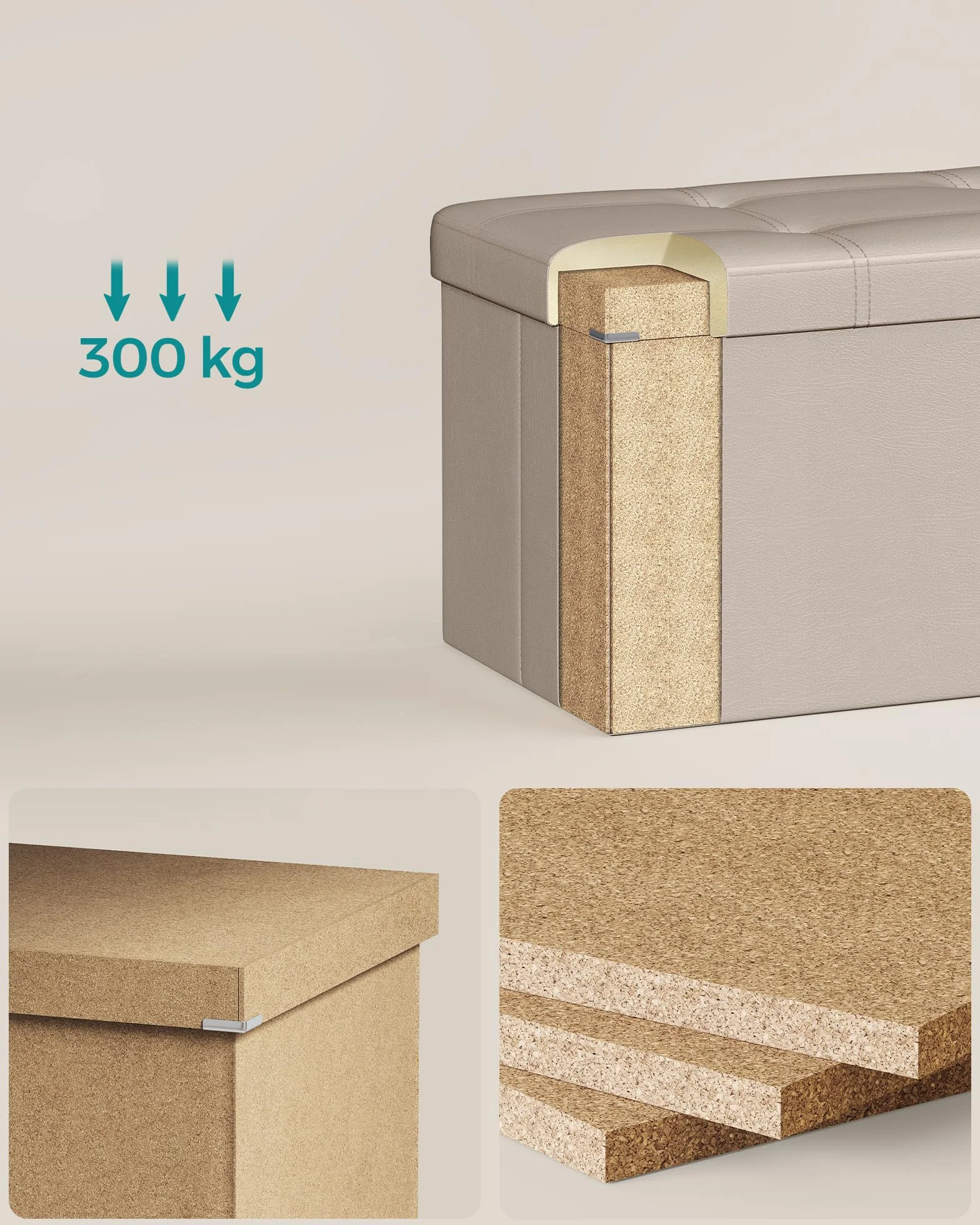 SONGMICS Pufa do siedzenia skrzynia do siedzenia, kolor wielbłądzi brąz, 110 l cm