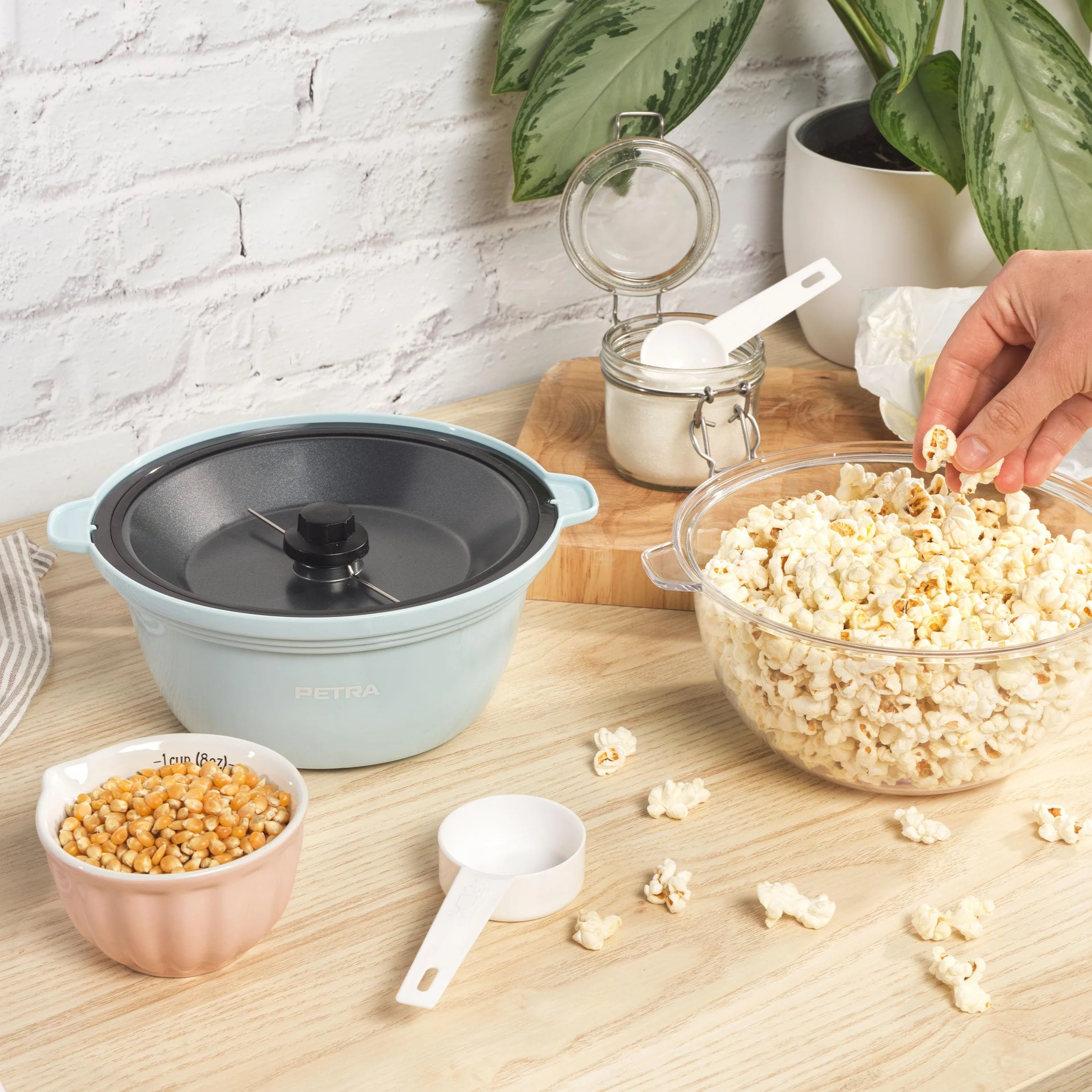 Petra PT6224BLVDE Mini Maszyna do Popcornu – Elektryczna Domowa Goraca Powietrzna Maszyna do Popcornu, Funkcja Mieszania dla Zdrowych Przekasek Bez Oleju/Tluszczu,