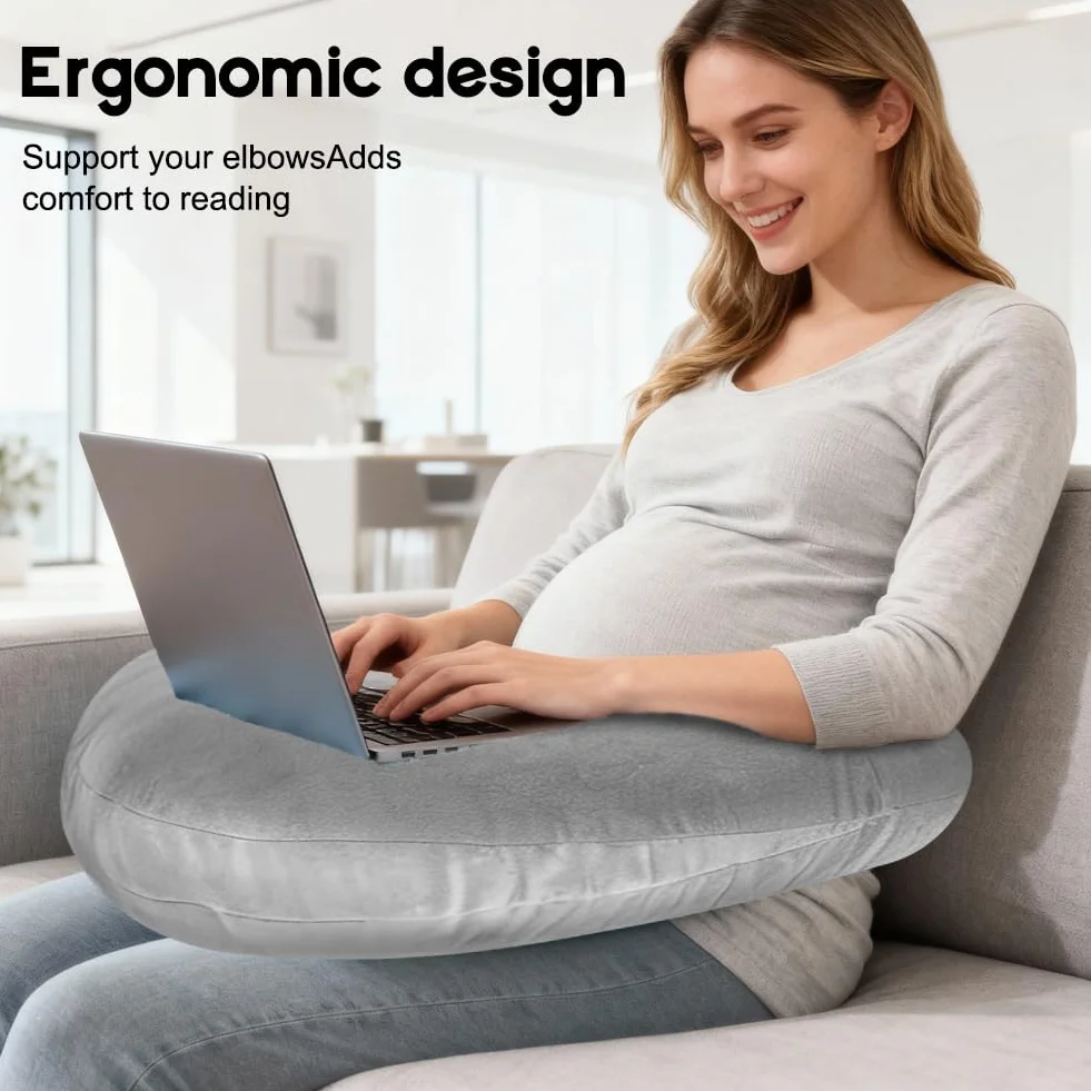 Ergonomiczna poduszka Crealis podpierająca do szydełkowania i gier, szara