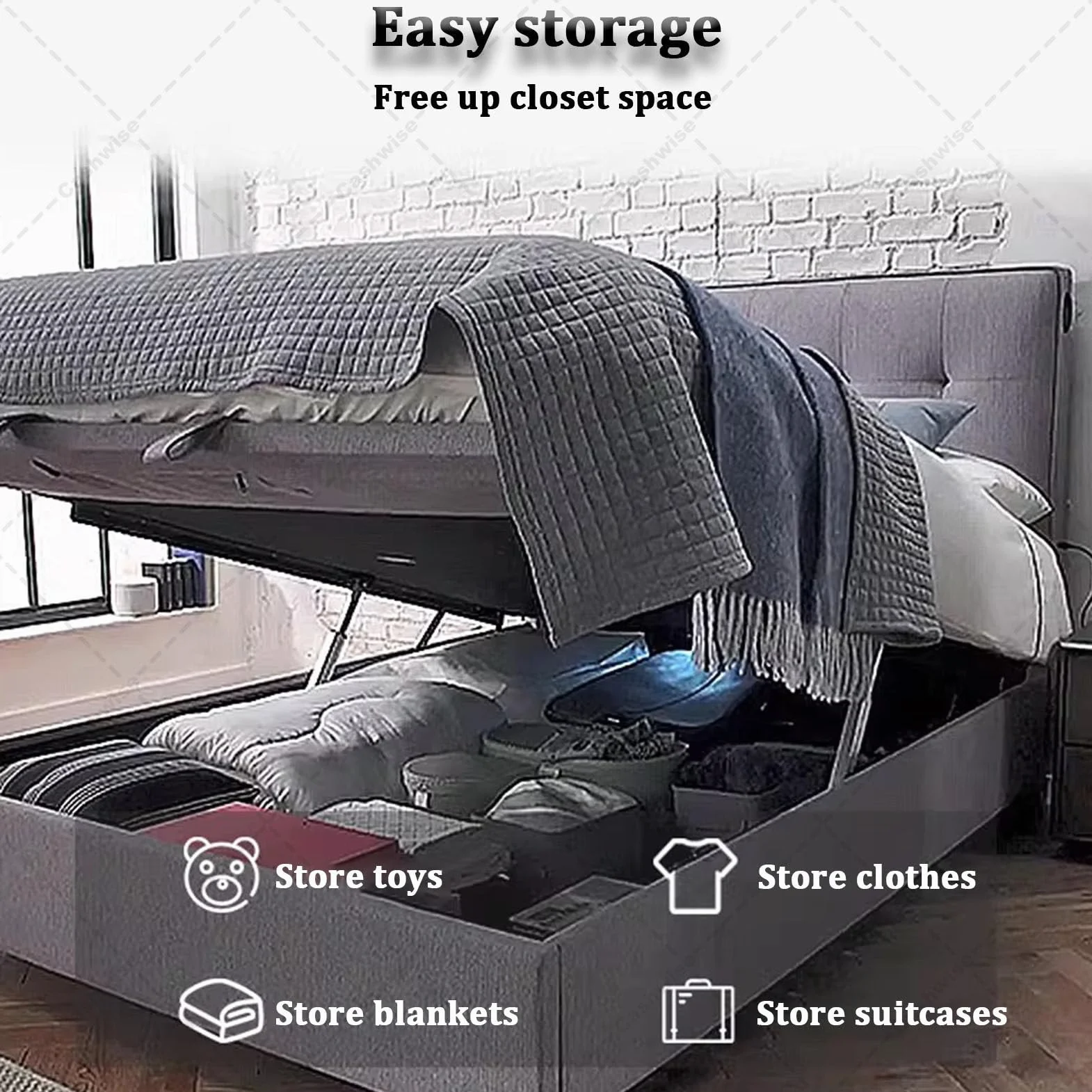 Elektryczny mechanizm podnoszenia łóżka, funkcja zdalnego sterowania, nośność 600 kg, do pudełka do przechowywania i podstawy Divan (czarny 150 cm)