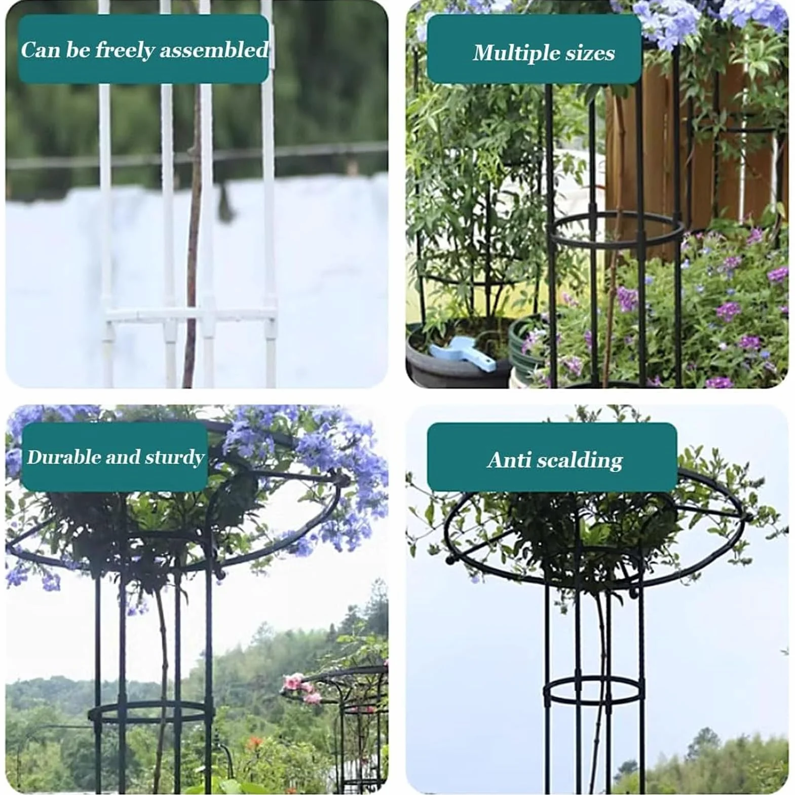 82,67 cala pionowa kratka ogrodowa ze stali nierdzewnej do roślin pnących i kwiatów biały stojak na kwiaty do użytku na zewnątrz, klatka na pnącza, wisteria i róże.