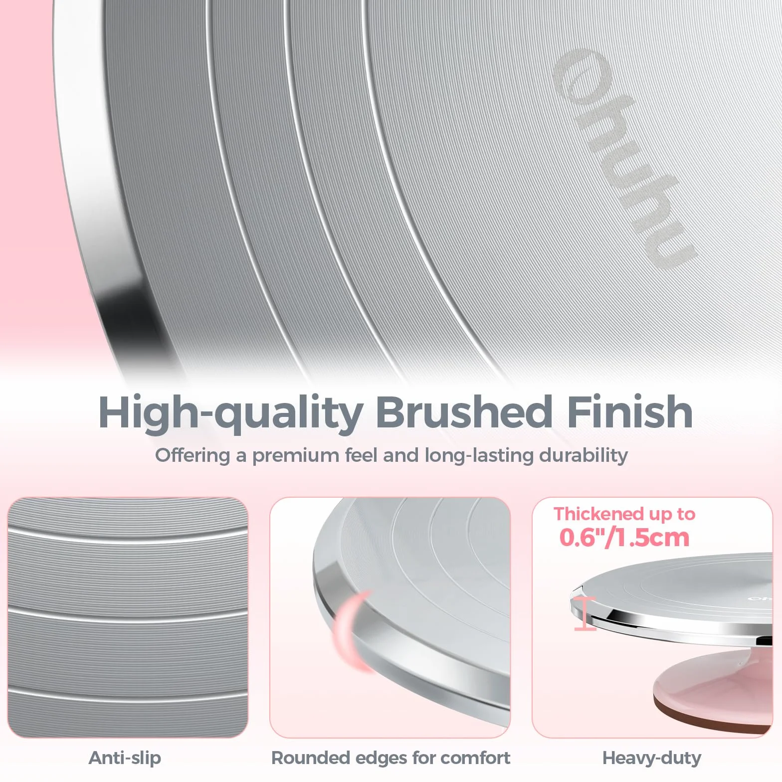 Ohuhu Gramofon do ciasta 30 cm ze stopu aluminium z 2 szpatułkami i 3 grzebieniami