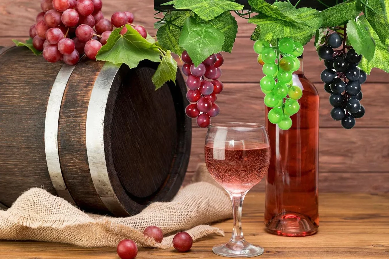 LATRAT 7 sztuk sztucznych winogron z tworzywa sztucznego, realistyczne dekoracje winogronowe, sztuczne owoce, warzywa, dekoracja wina, sztuczne puszki owocowe, dekoracja biura, rekwizytów