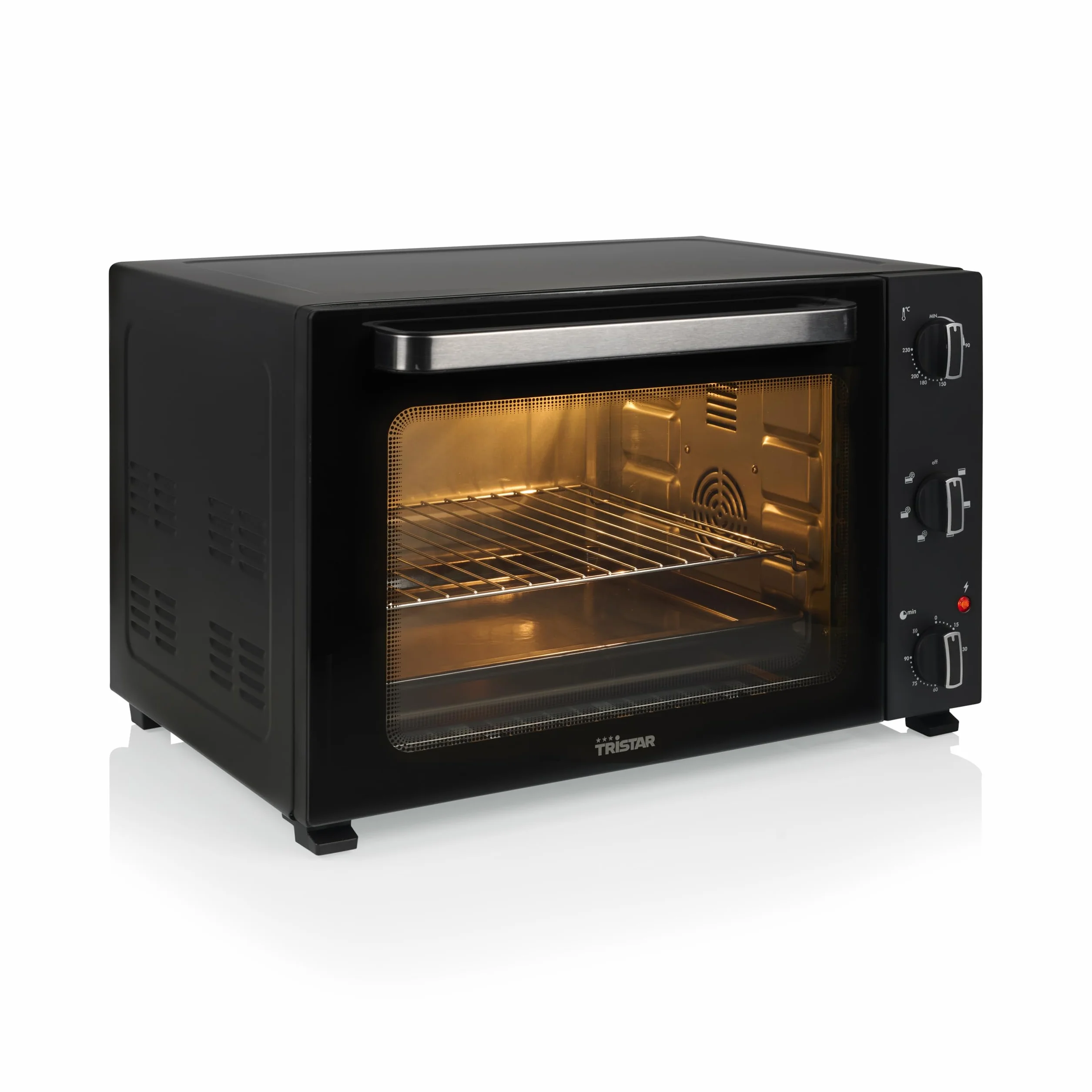 Tristar Piec konwekcyjny 48 l, 1800 W, 6-stopniowy konwekcyjny, 90-minutowy timer, drzwi z podwójnymi szybami, oświetlenie wnętrza, blacha do pieczenia i ruszt do grillowania, OV-3665