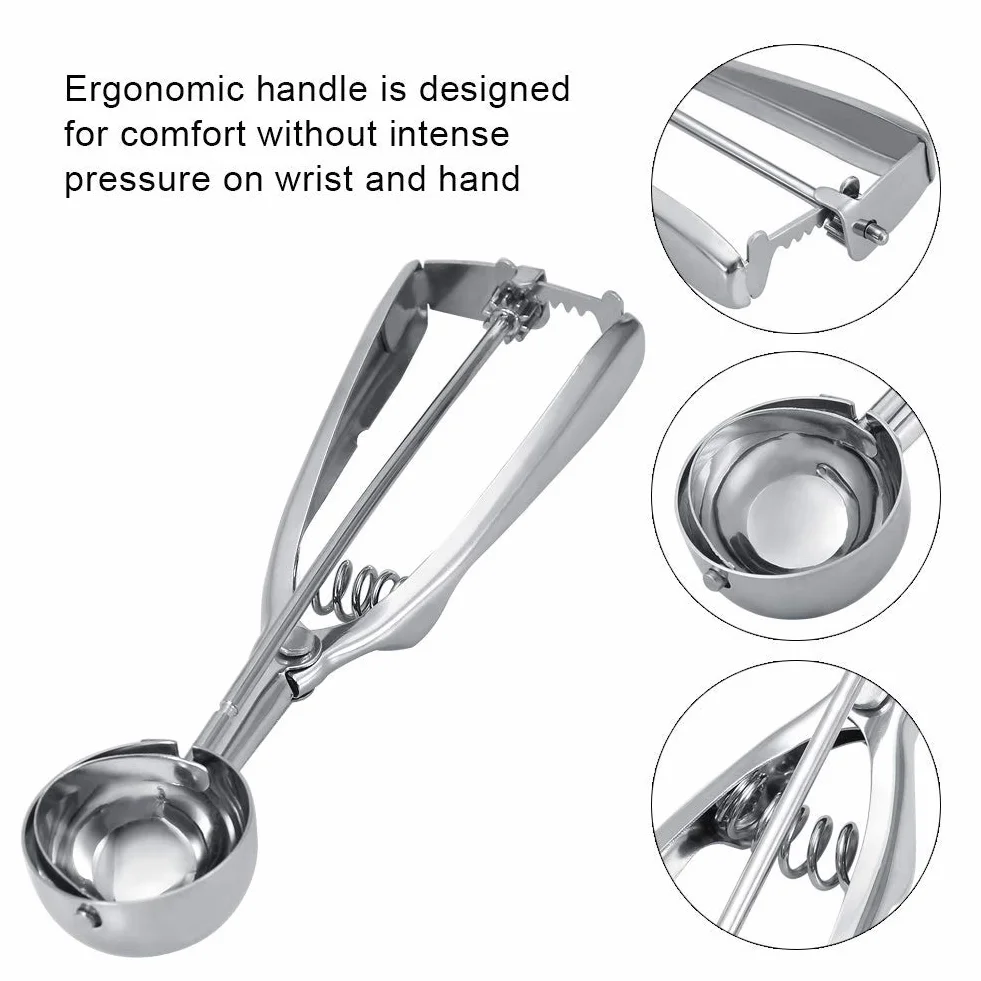Praktyczna łyżka do lodów ze stali nierdzewnej Gadżety kuchenne do lodów Scoop Trigger (6CM)
