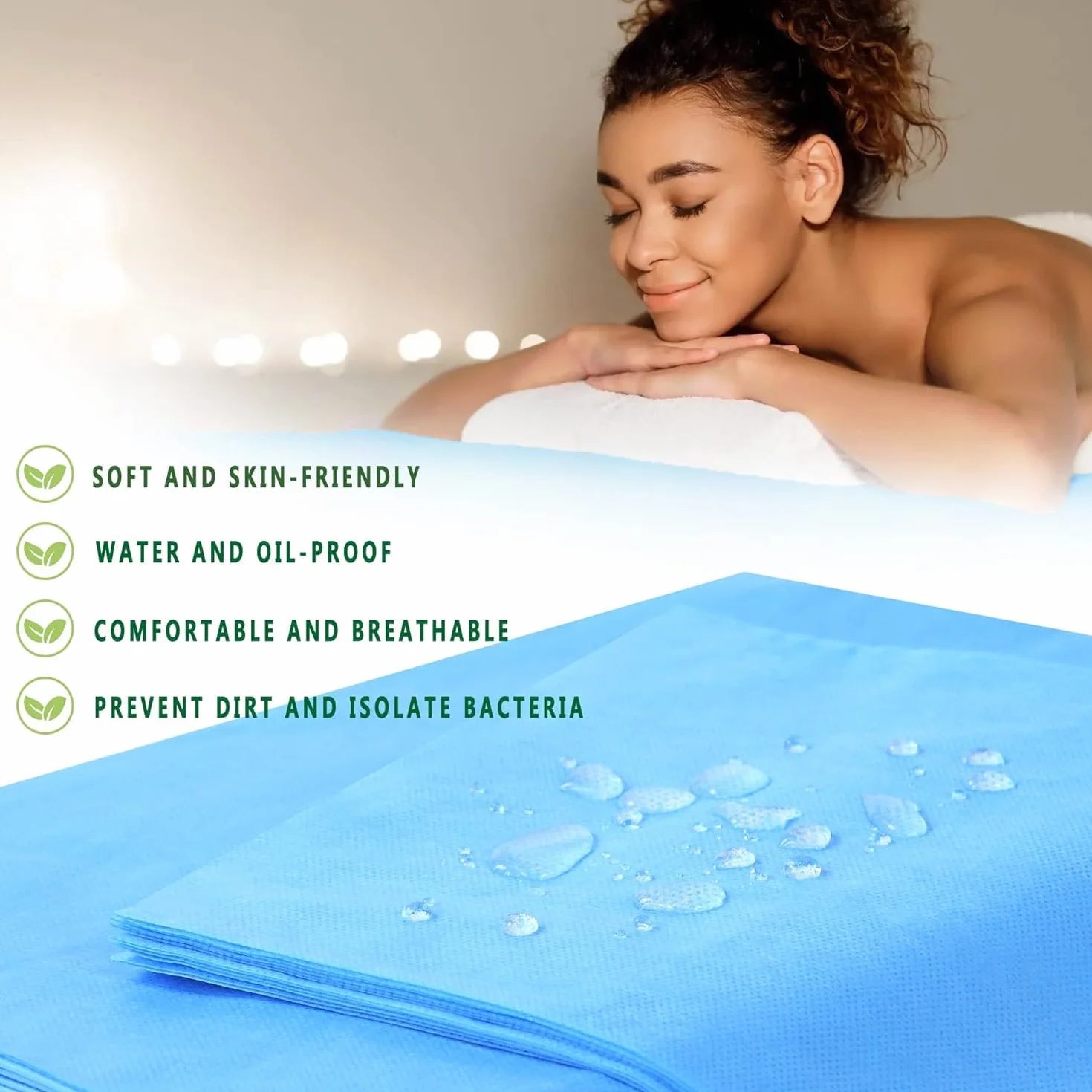 NEWFUN Jednorazowe prześcieradło, 100 sztuk jednorazowe prześcieradło do masażu, włóknina do masażu, 80 x 180 cm, nadaje się do salonów kosmetycznych, spa, masażu, hotelu, kosmetyczki