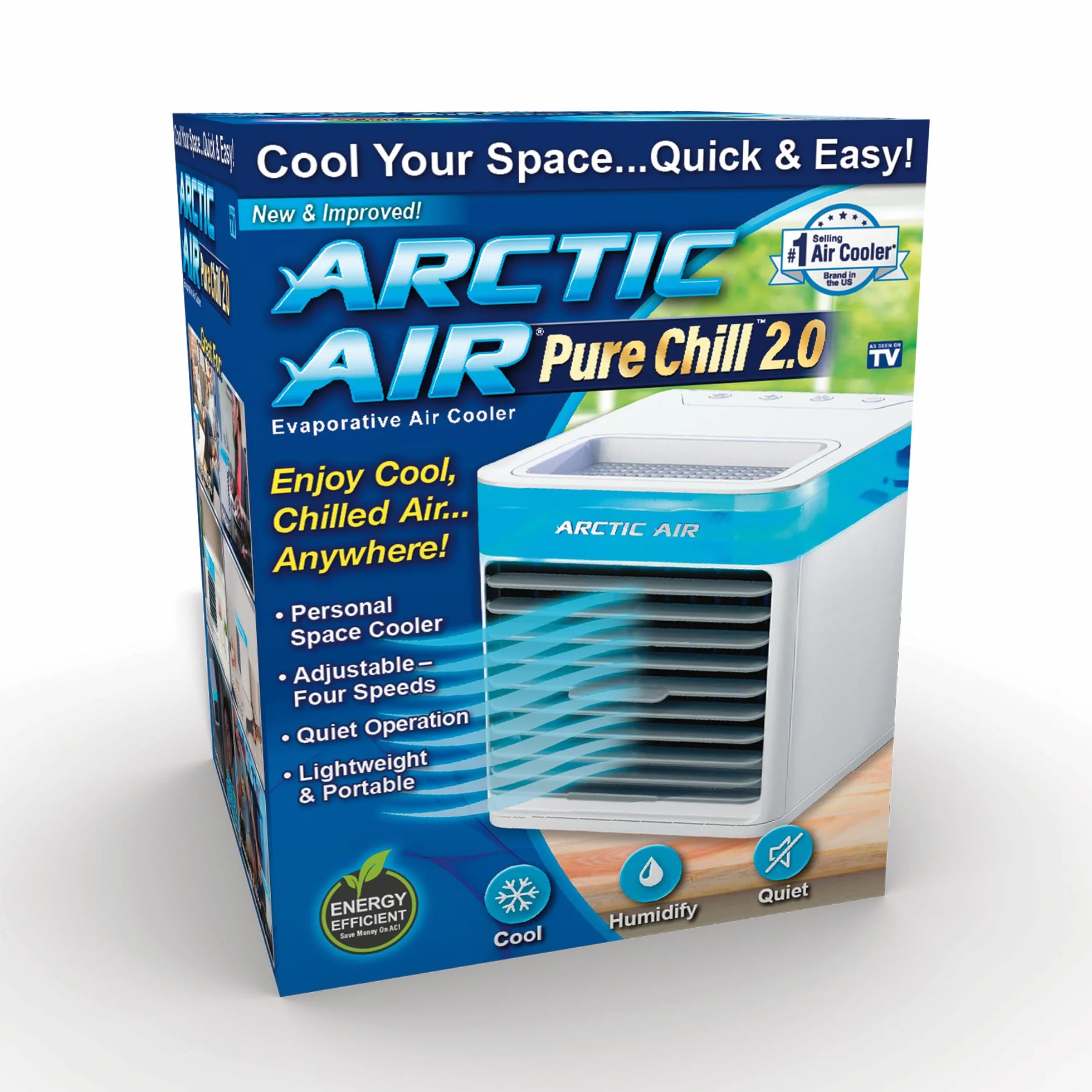 ARCTIC AIR PURE CHILL 2.0 Przenośny klimatyzator chłodzenie hydrauliczne 7 kolorów LED