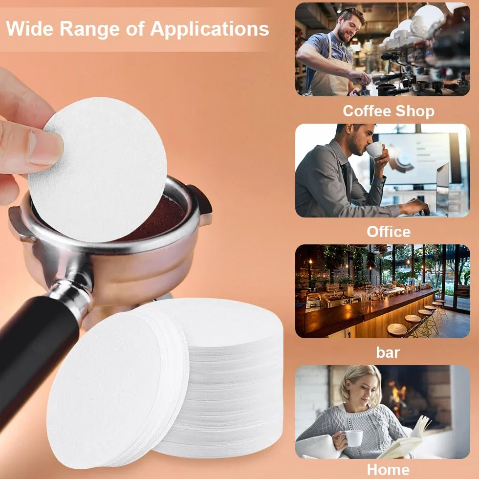 HOTUT Okrągły papierowy filtr do kawy, 400 sztuk 64 mm filtrów papierowych do espresso, Naturalny papier filtracyjny filtry papierowe do kawy, do Aeropress -Biały