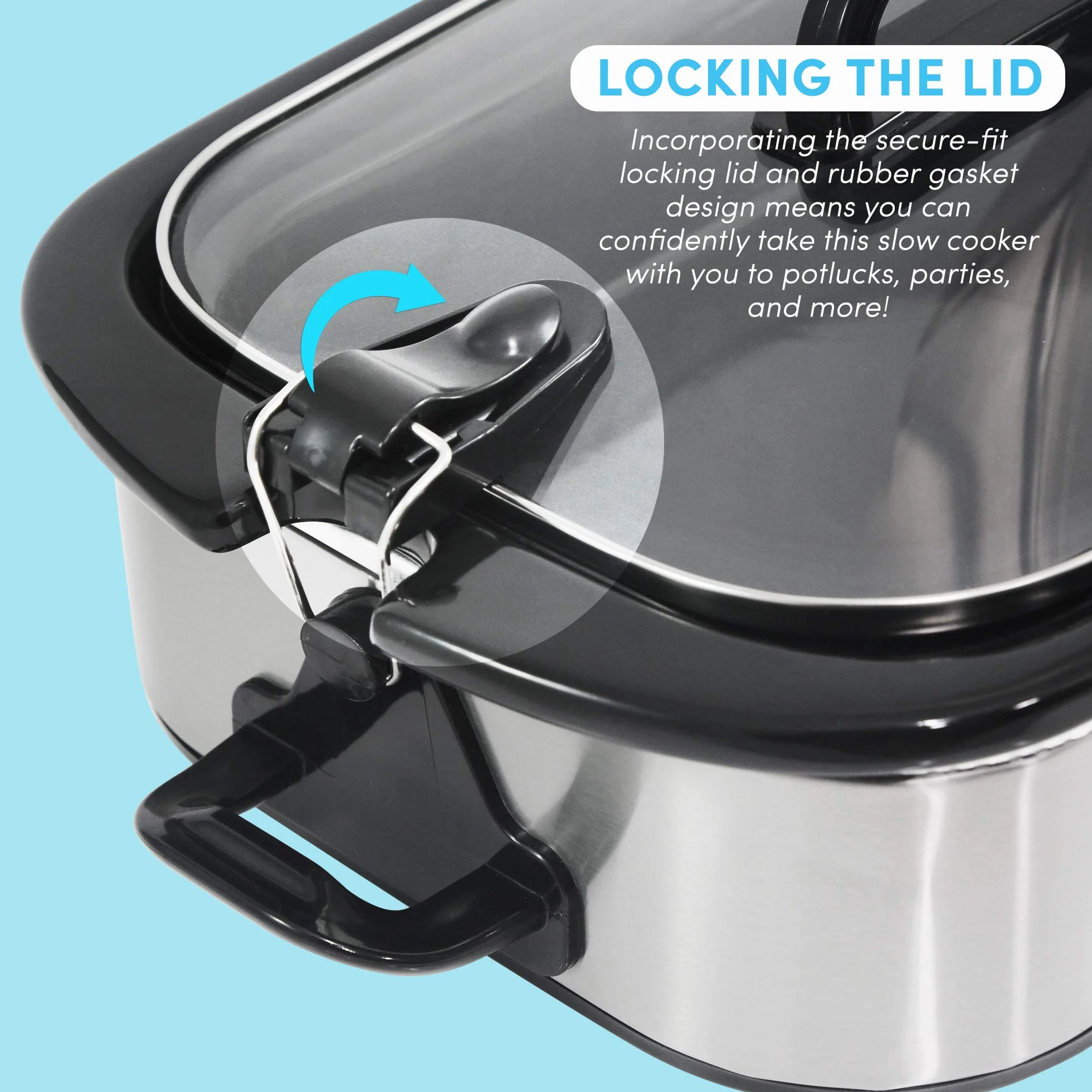Elite Gourmet MST-5240SS garnek do garnka z zamykaną pokrywką, regulowana temperatura, utrzymuje ciepło, nadaje się do piekarnika i mycia w zmywarce, pojemność 3,3 l, stal nierdzewna