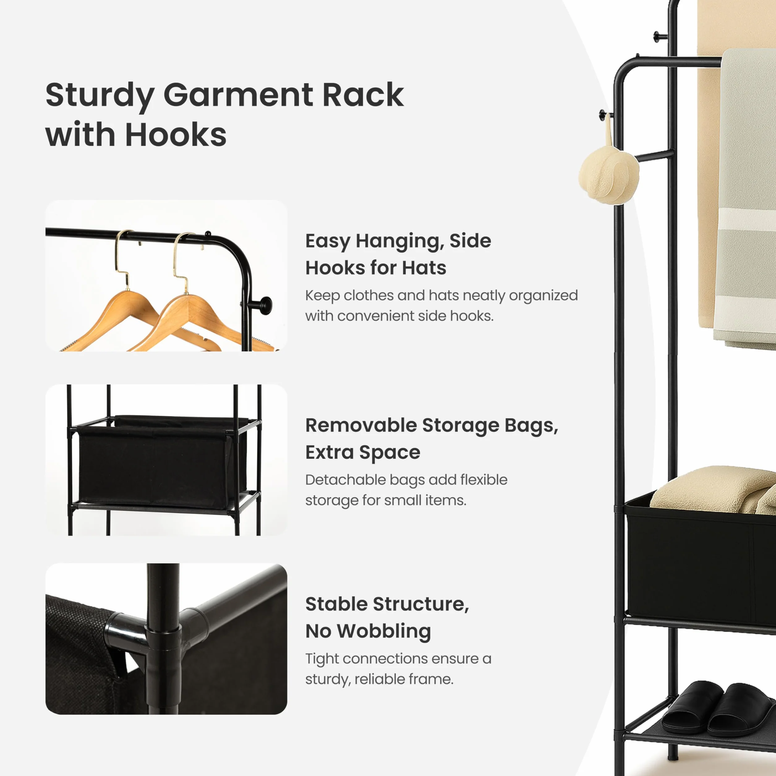 Black Freestanding Towel Rack