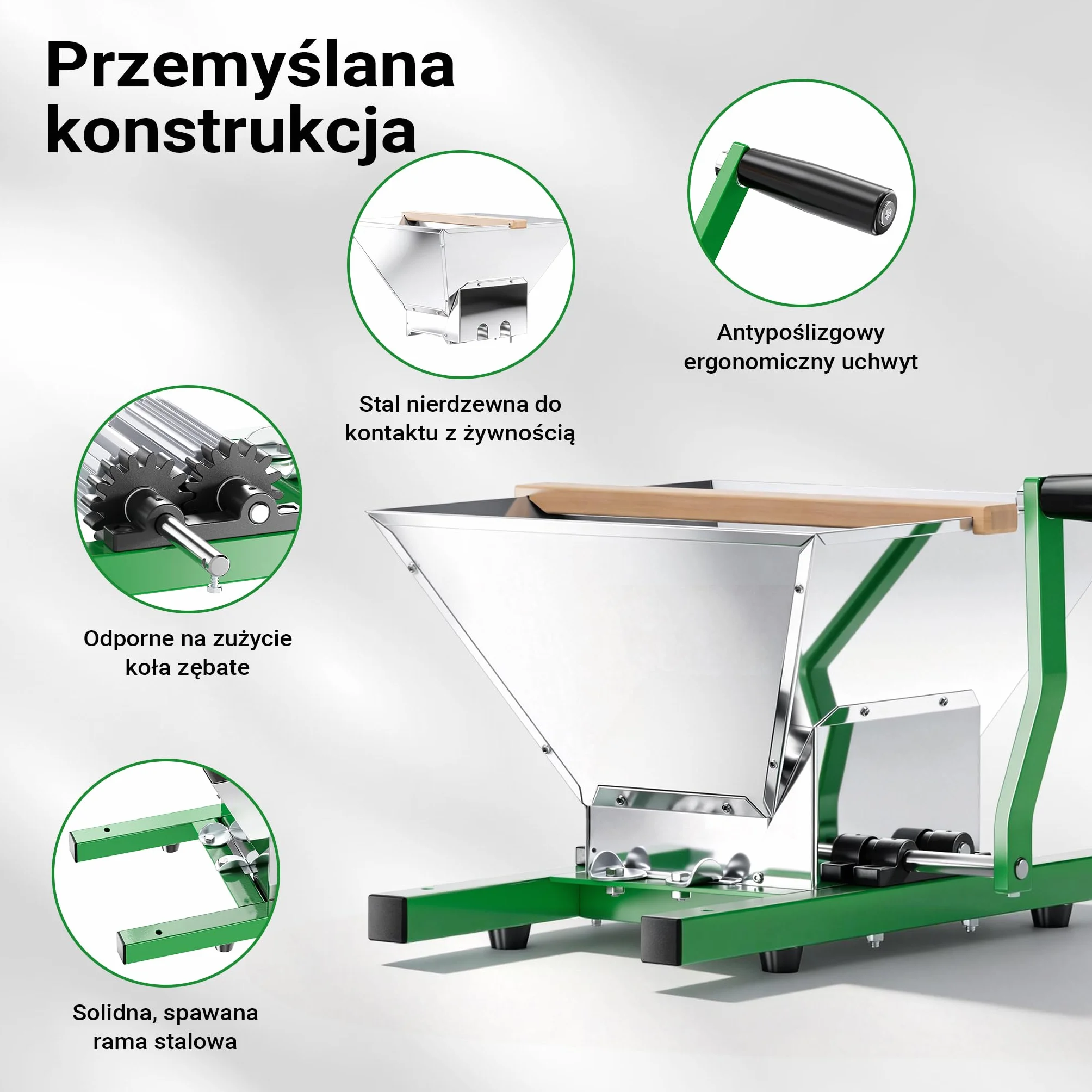 Wiltec Młynek z 7 litrowym zbiornikiem, rozdrabniarka do winogron z korbką, kruszarka do miękkich owoców np. winogron i jagód