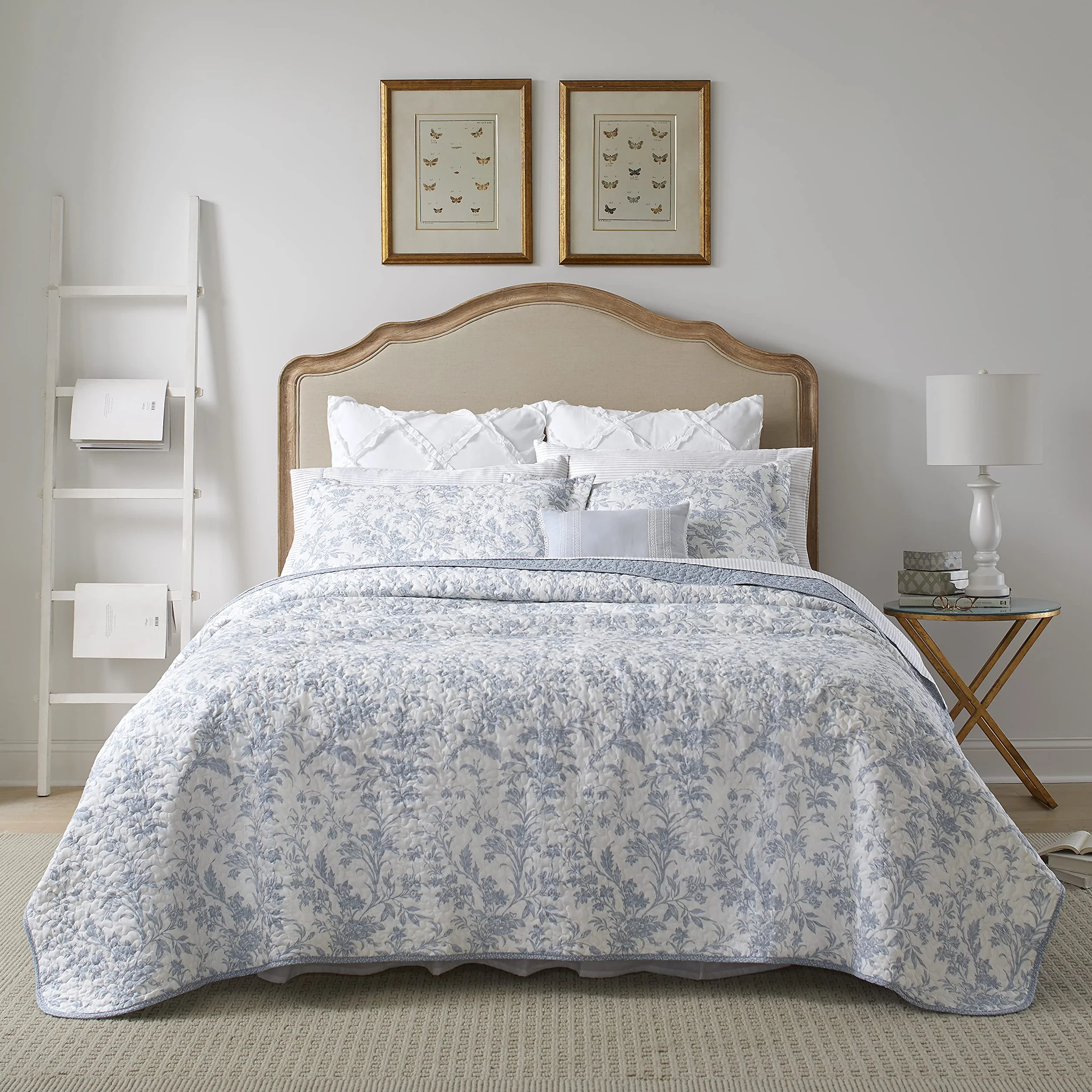 Laura Ashley Home - Kolekcja Amberley - zestaw kołder, 100% bawełna, oddychająca i lekka, dwustronna pościel, wstępnie sprana dla dodatkowej miękkości, podwójna, niebieski spa