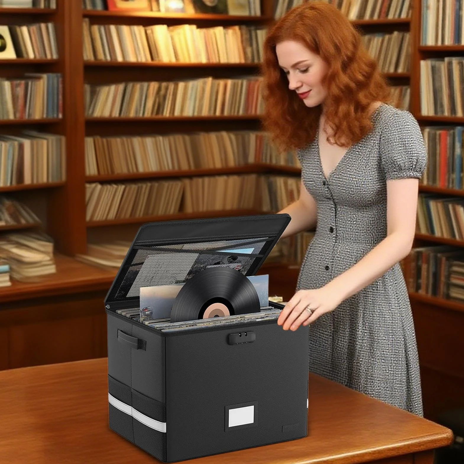Przechowywanie Albumów Winylowych Ognioodporne i wodoodporne, duża | Ognioodporny Wodoodporny Wytrzymały Organizer Na Ponad 150 Płyt Winylowych 30 Cm Uchwyt Organizer Torba Akcesoria Gra