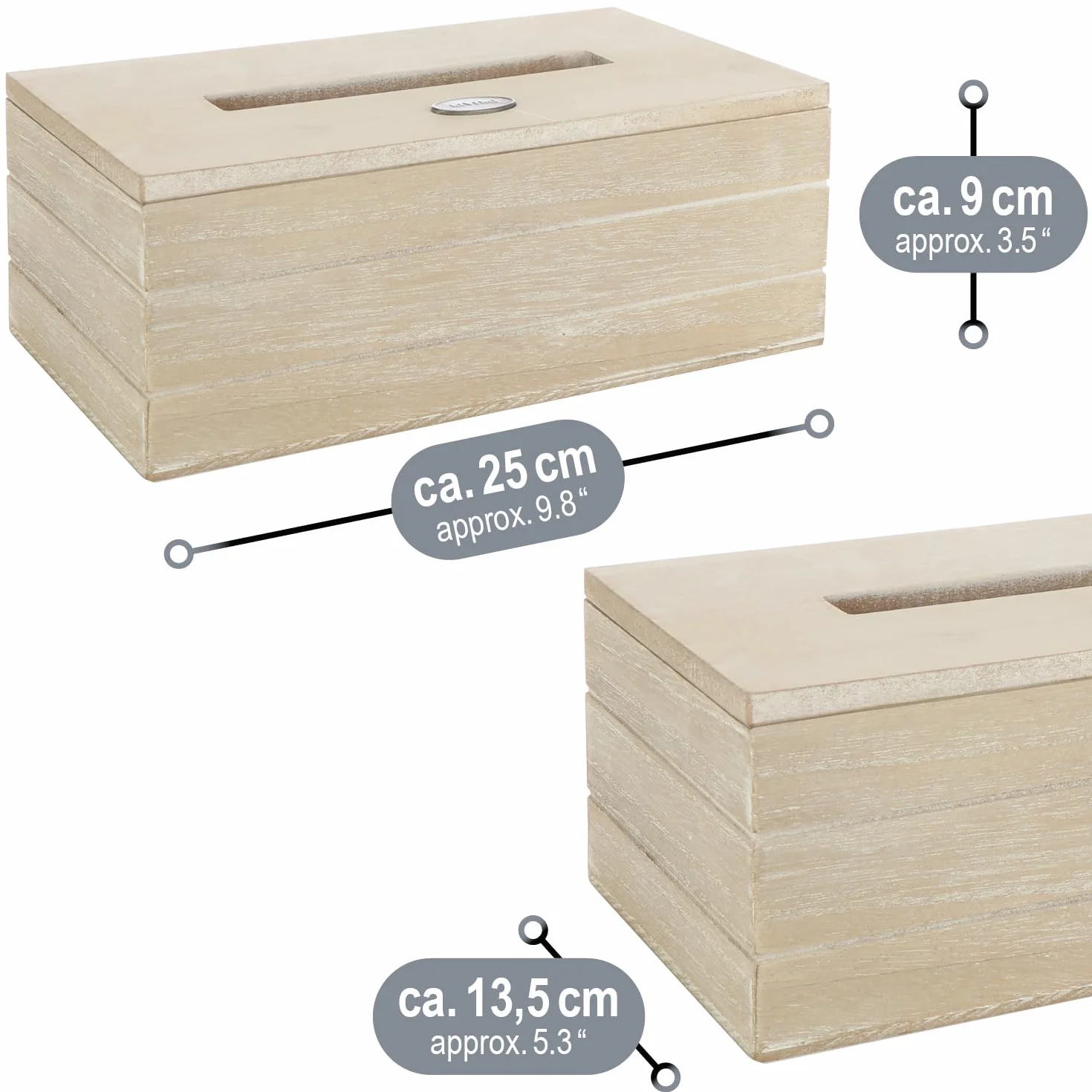 COM-FOUR drewniane pudelko na chusteczki kosmetyczne z pokrywka na zawiasach 25x13.5x9cm