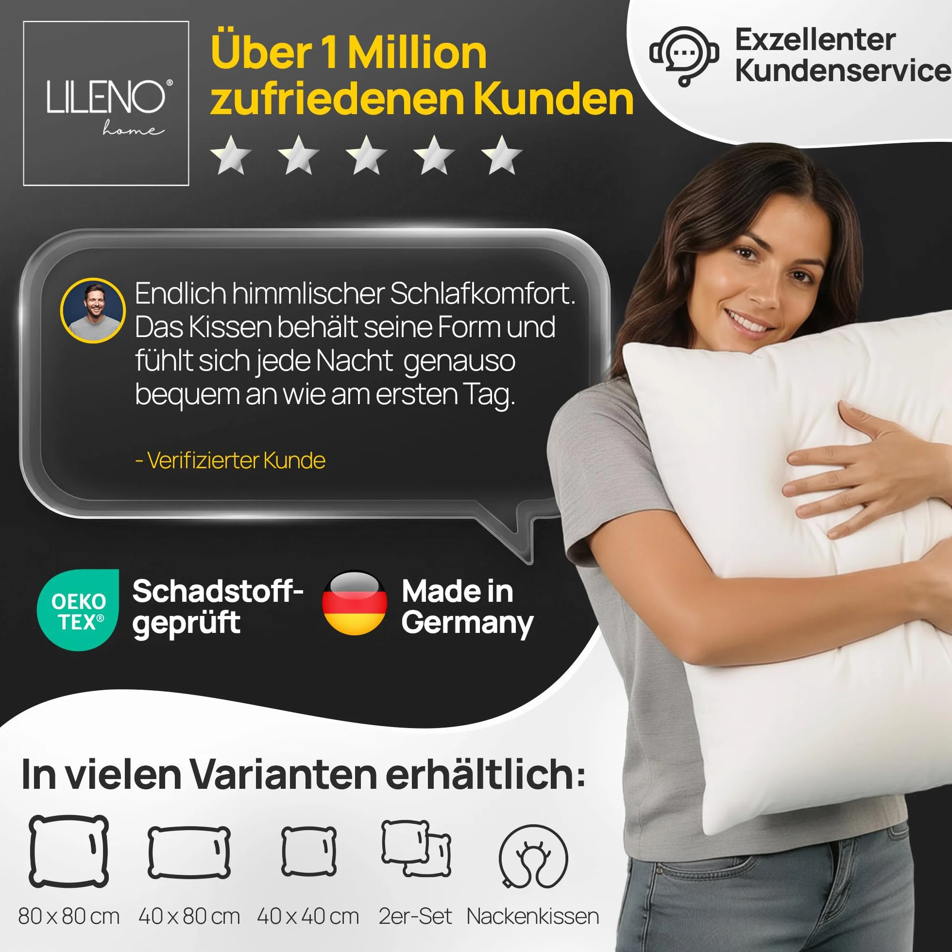 LILENO HOME Poduszka 50 x 50 cm [zestaw 2 sztuk] jako poduszka dekoracyjna z zamkiem błyskawicznym do regulacji, nadaje się do prania w temperaturze do 95°C, sofa i poduszka dekoracyjna na kanapę