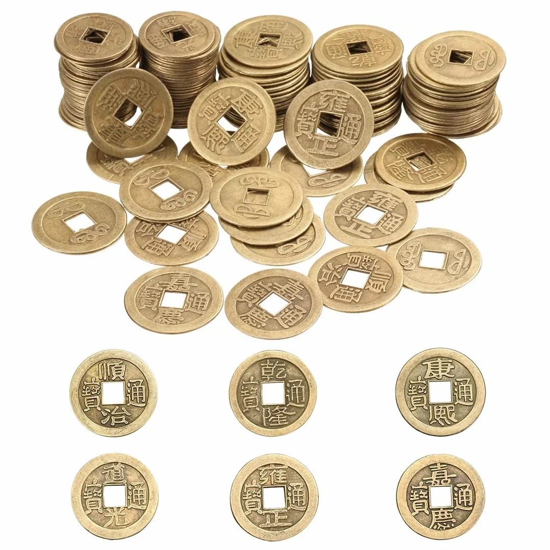 100 sztuk monet na szczęście I-Ching dla zdrowia i dobrobytu, chińskie monety Feng Shui, 2 cm