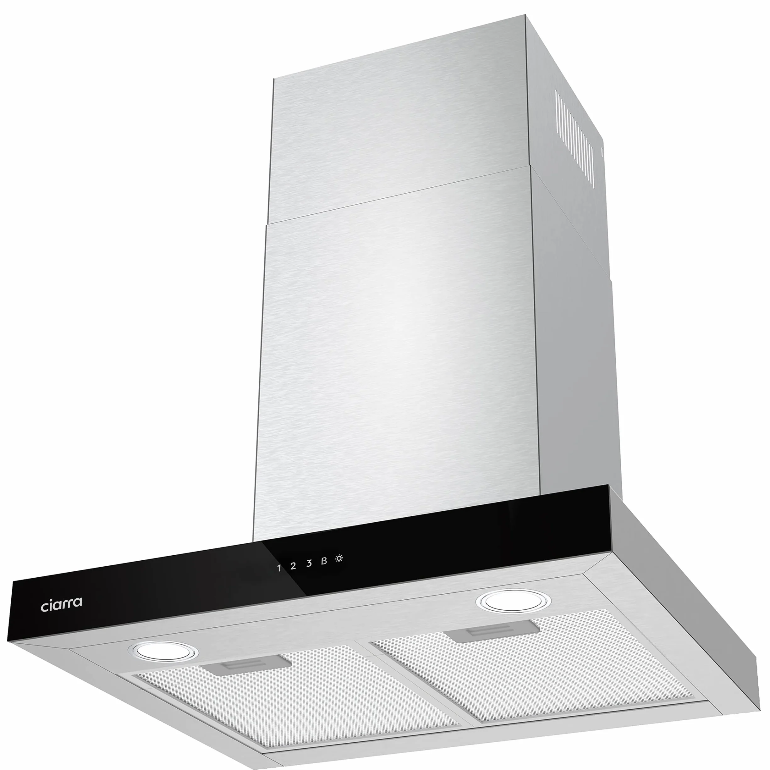 CIARRA CBCS6102 A+++ okap kuchenny 60 cm obieg powietrza wylotowego okap kuchenny 650 m³/h Wi-Fi App Touch obsługa 4 stopnie wraz z Booster czarny okap ścienny z filtrem węglowym CBCF003