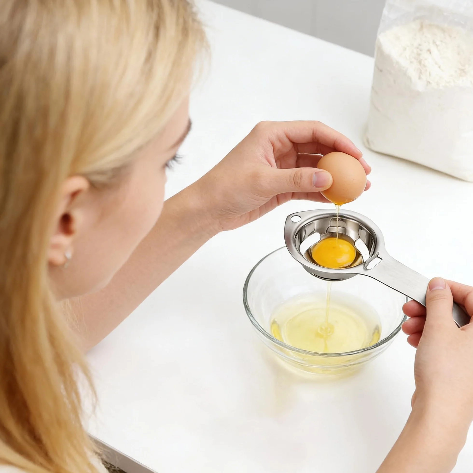 Rozdzielacze jajek białe i filtr żółtka jajko separator jajek, separator jajek, durszlak do jajek, kuchnia ze stali nierdzewnej, gadżet kuchenny, przybory kuchenne
