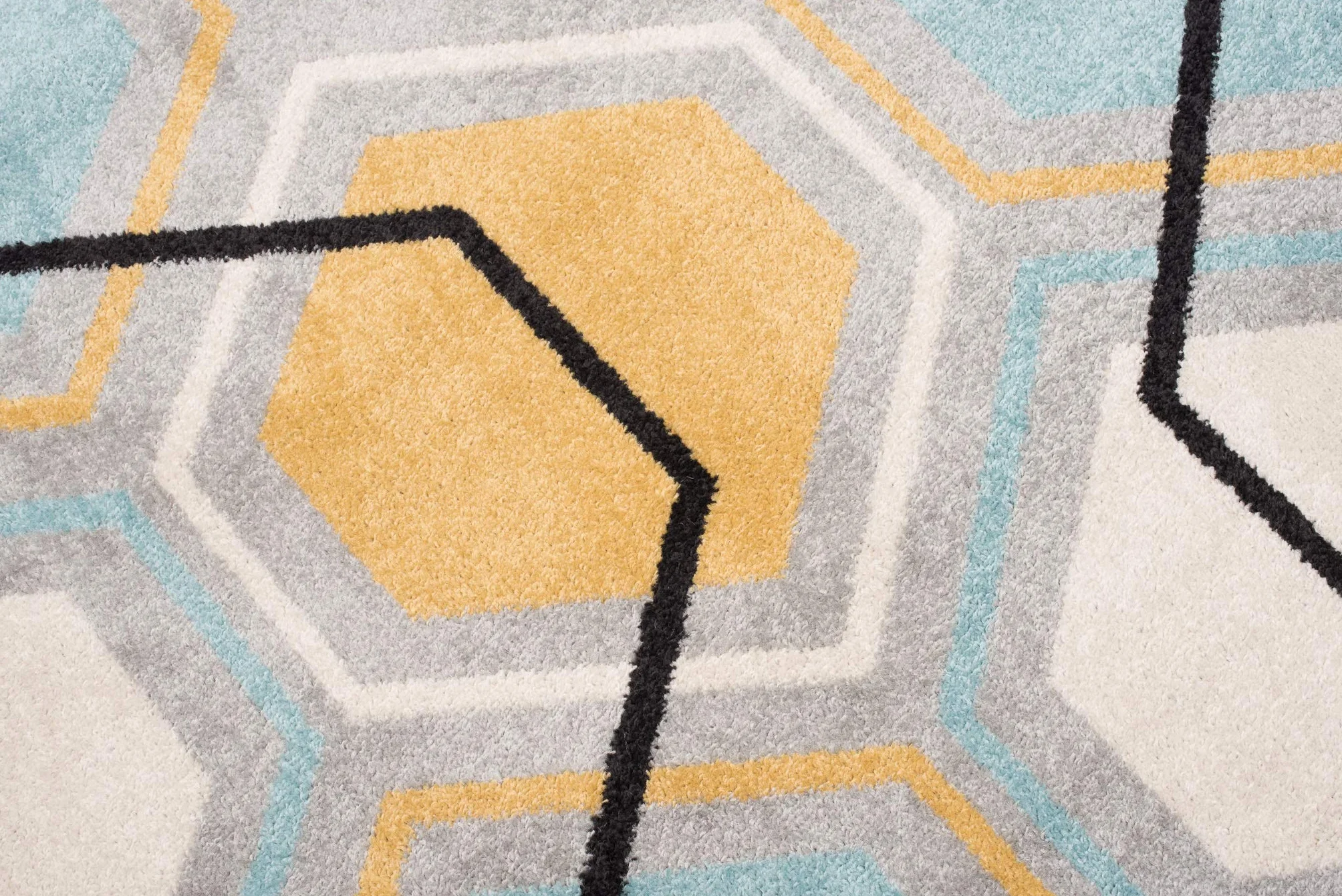 Tapiso LAZUR dywan do salonu, krótkie runo, nowoczesny, geometryczny kratka, szary, kremowy, żółty, jasnoniebieski, do sypialni, Ökotex 300 x 400 cm