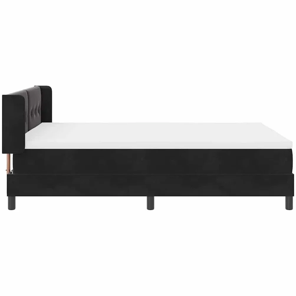 Aksamitne nowoczesne do sypialni box spring czarny 140x200 cm | Łóżko sprężynowe z zagłówkiem aksamit czarny 200 x 140 cm z regulowanym wezgłowiem