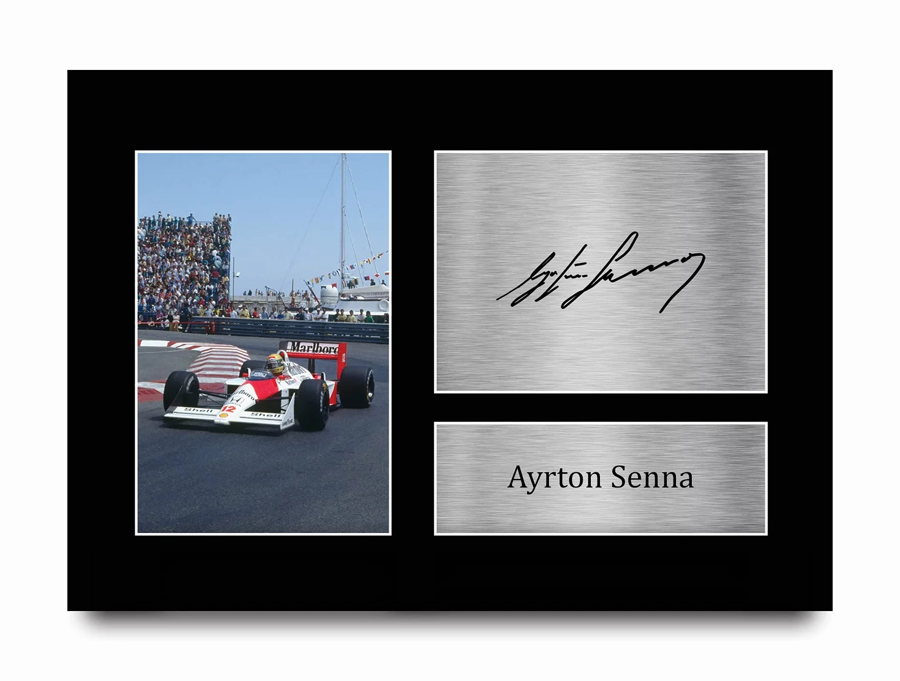 HWC Trading A4 Ayrton Senna Formula 1 Prezenty Z Nadrukiem Podpisane Zdjęcie Z Autografem Dla Fanów Wyścigów F1 Formuły 1