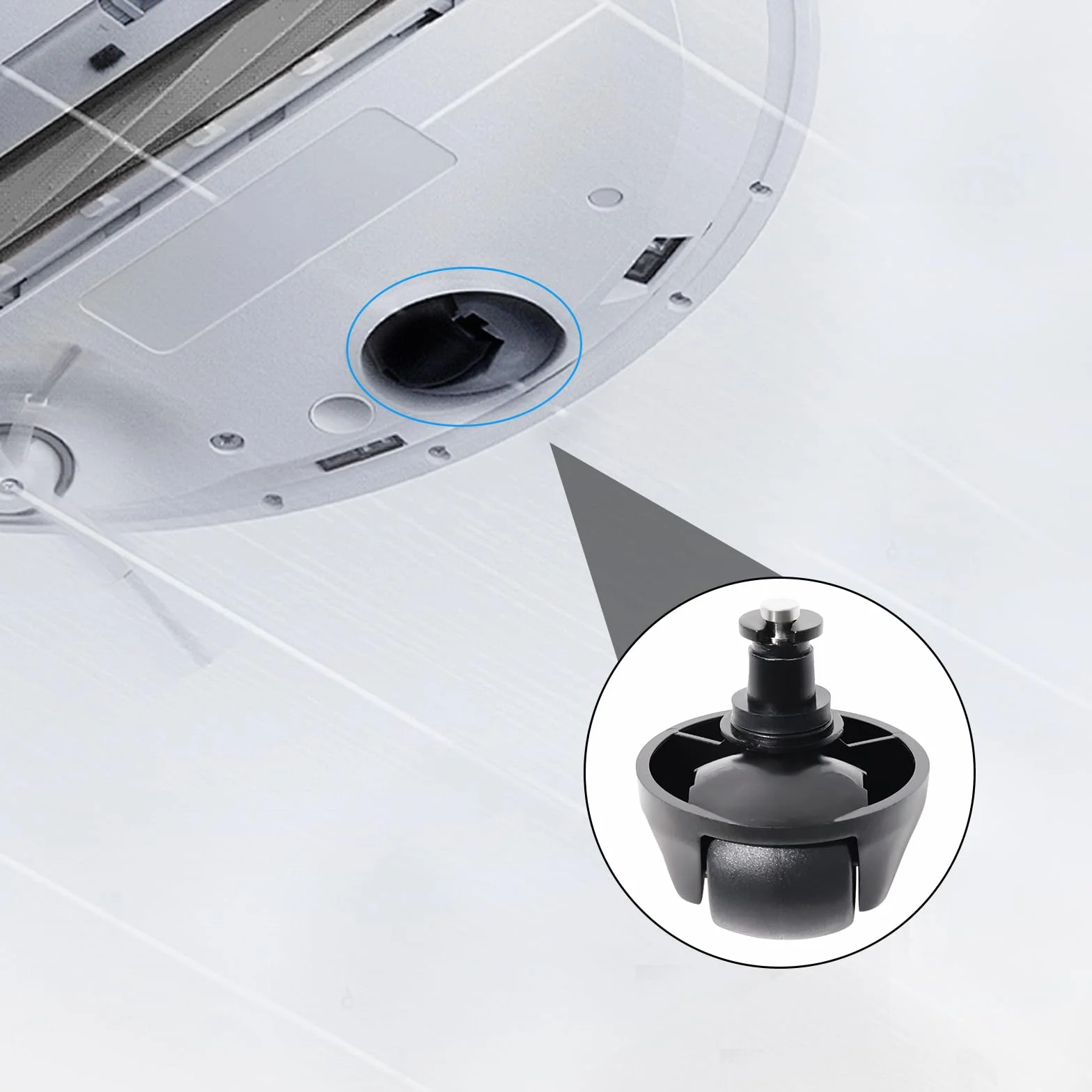 Koło przednie, Silent Wheel, Cicha koła, Koła do Dreame D9/L20 Ultra/L40 Ultra/L10s Pro Gen2/L10s Pro Ultra Heat/L10s Pro Ultra/X40 Ultra/X40 Master/L40 Ultra AE4/D9 Max Gen 2/L40s Ultra CE