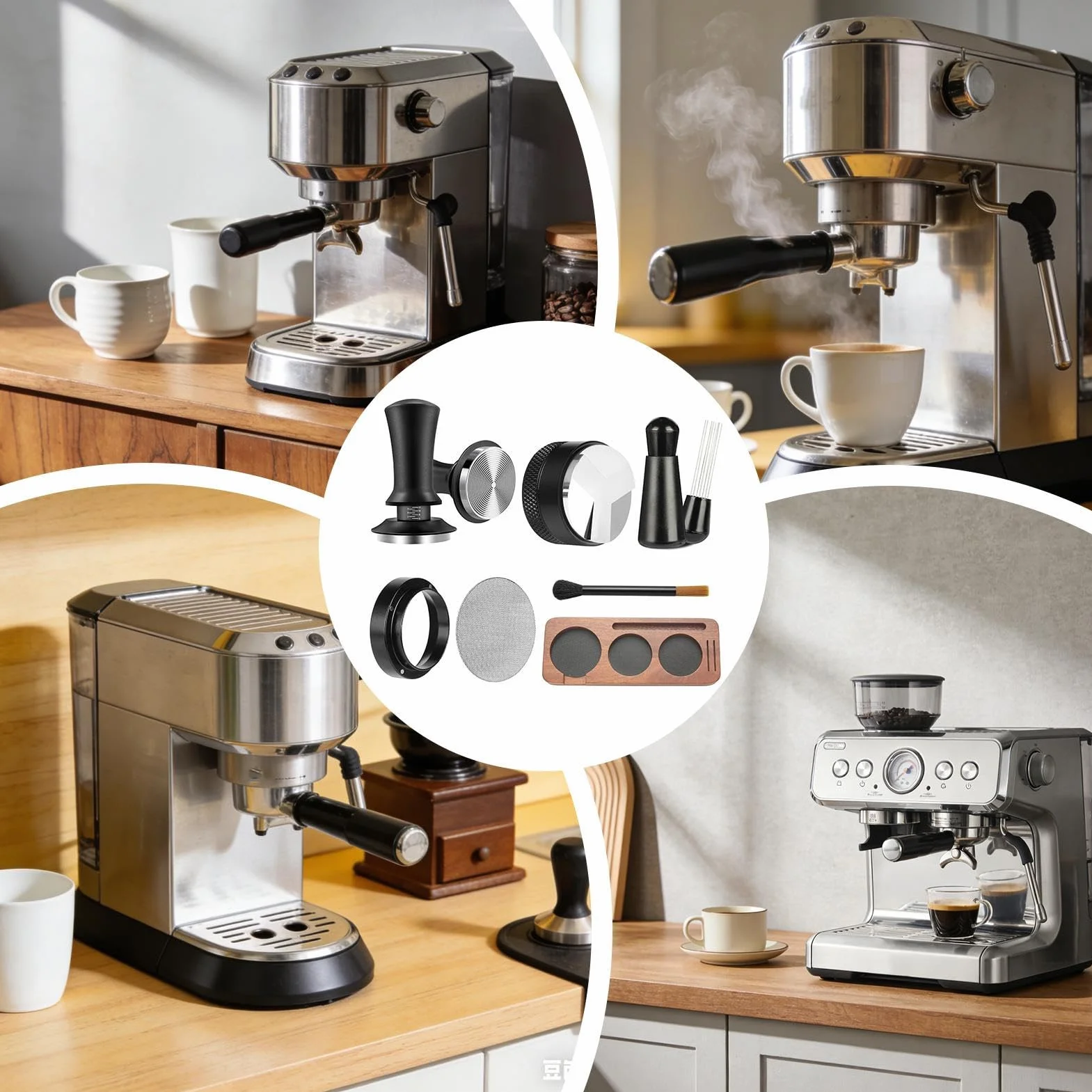 Zestaw do Ubijania Kawy Przenośna Pranownica Do Kawy Gadżet Kuchenny | 51 mm Akcesoria do Ubijania Espresso do Domu Kuchni Apartamentu Kawiarni Baru dla Entuzjastów