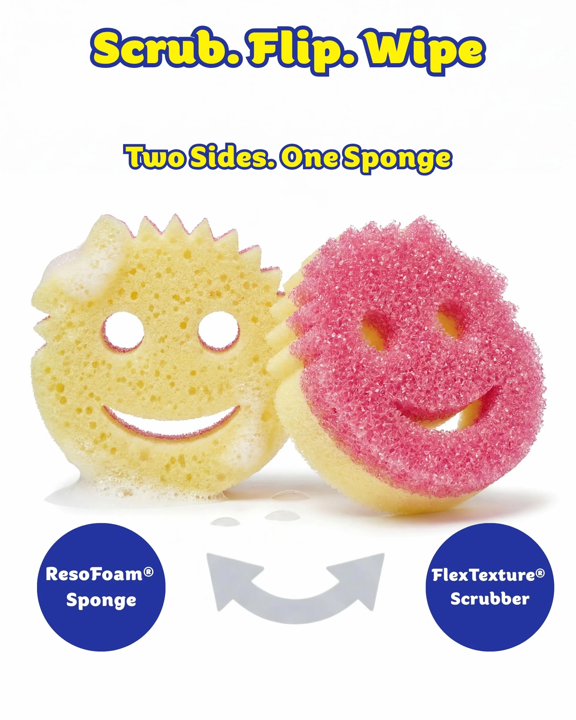 Scrub Mommy & Scrub Daddy Essentials Bundle - Wielopak do mycia gąbek, gąbka Dish do czyszczenia kuchni i łazienki, gąbka do czyszczenia bez zadrapań, odporna na wycieranie, mycie w zmywarce