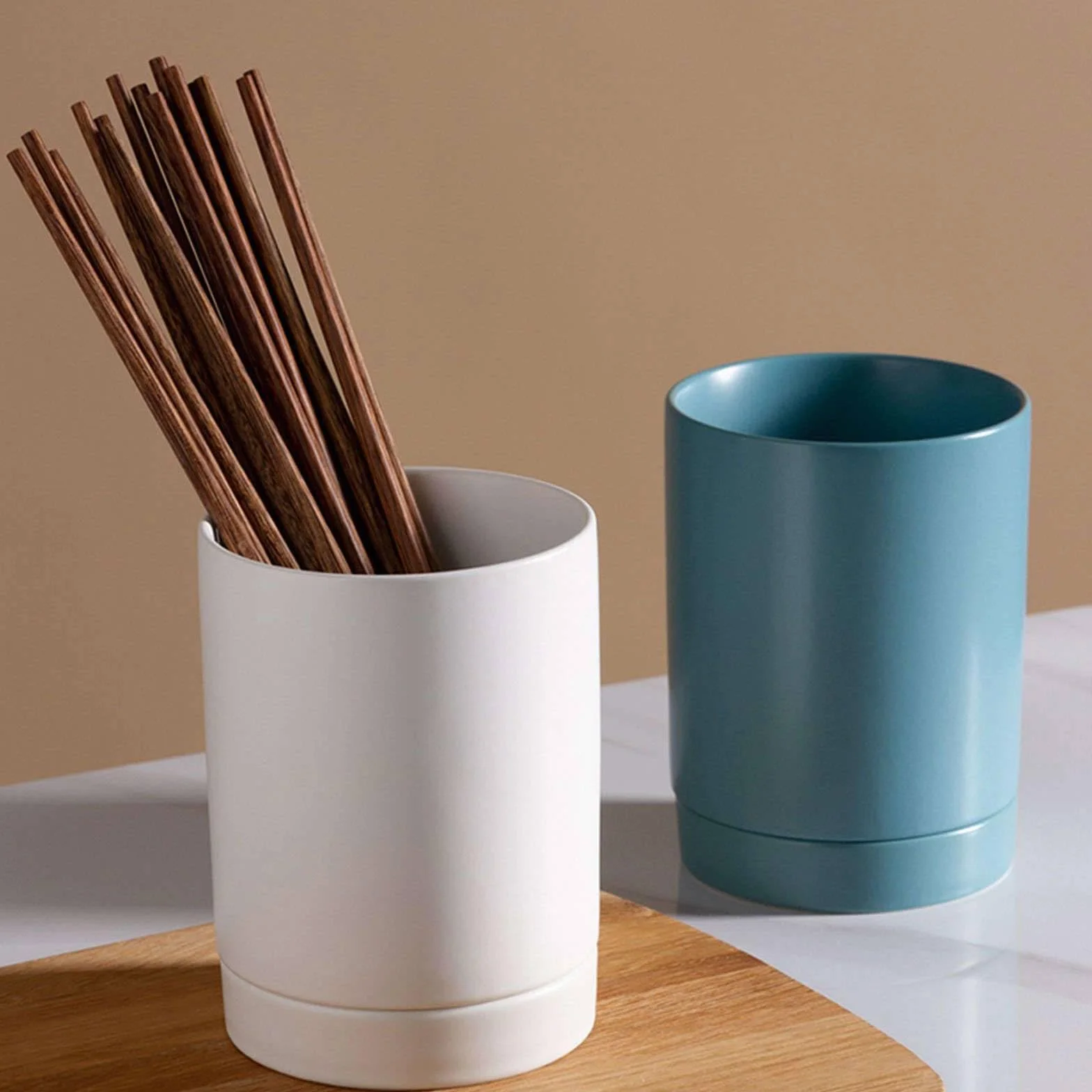 Ceramiczny ociekacz do naczyń w stylu europejskim i uchwyt na sztućce do pałeczek - czarny - 10 x 15 cm przybory kuchenne eleganckie rozwiązanie do przechowywania zastawy stołowej