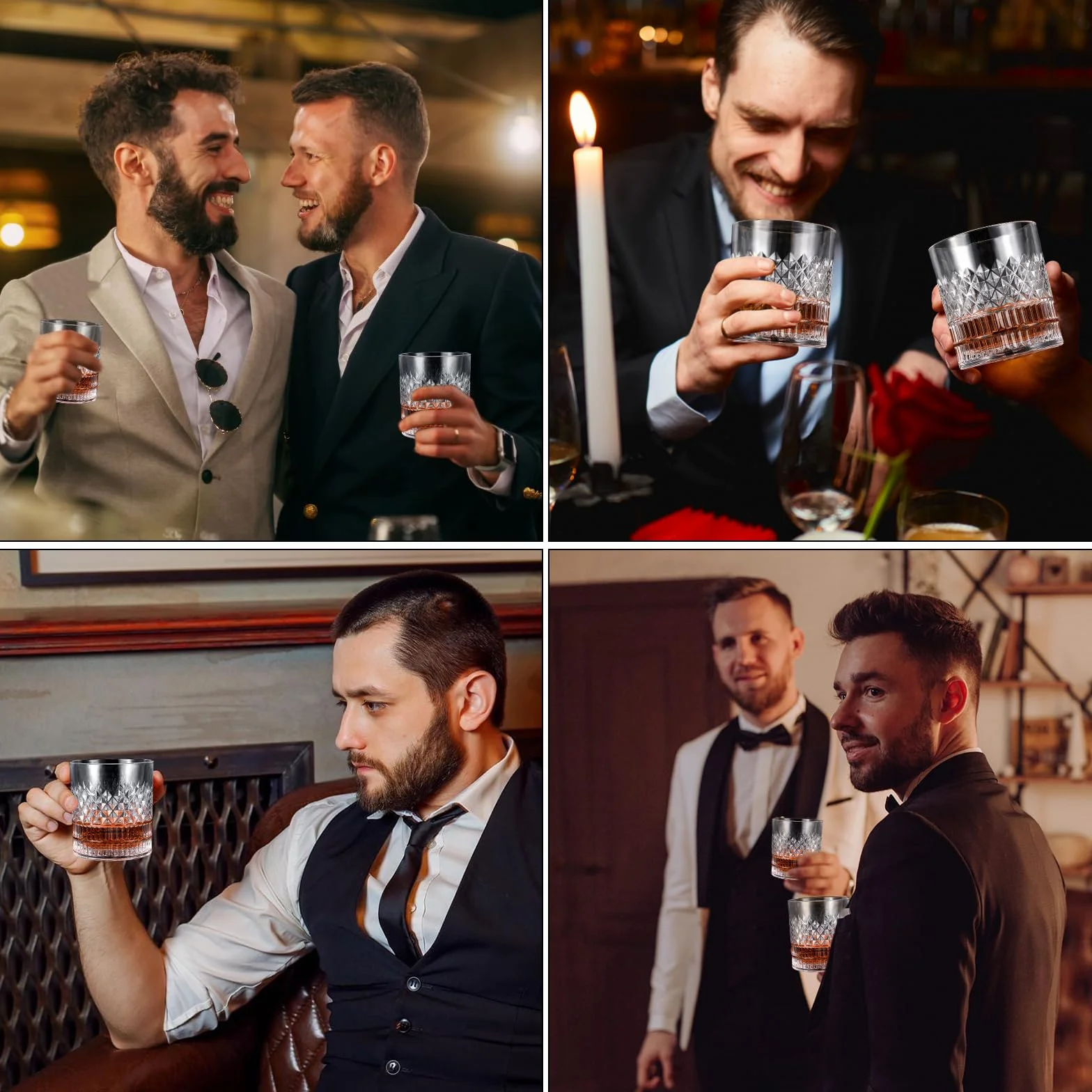 Zestaw Royouzi 2 szklanek do whisky, 2 x 330 ml, zestaw prezentowy, spersonalizowany kieliszek do wina dla mężczyzn, prezent dla miłośników whisky na urodziny