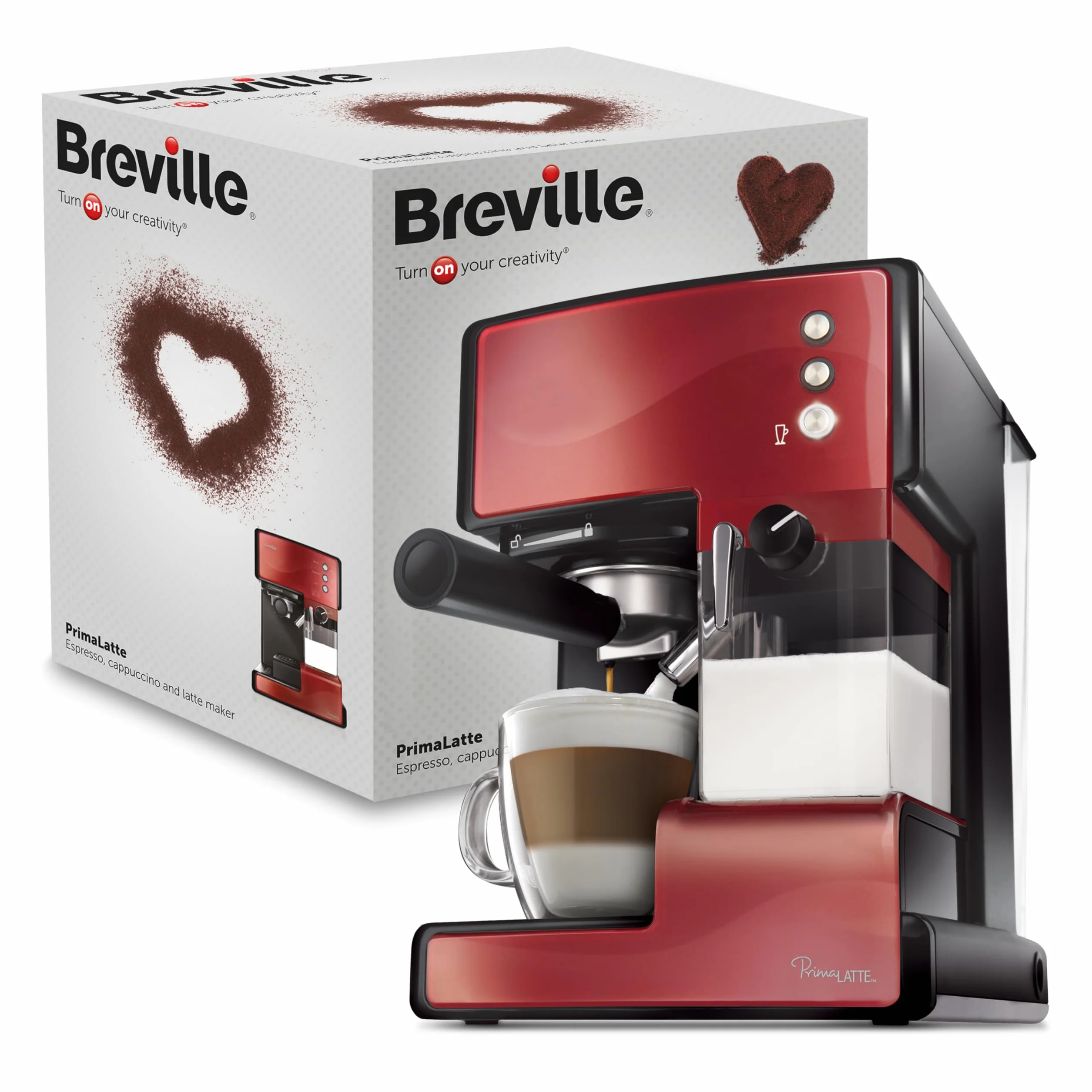 Breville Primalatte Ekspres do Kawy, Czerwony, 1238W 1,5 l