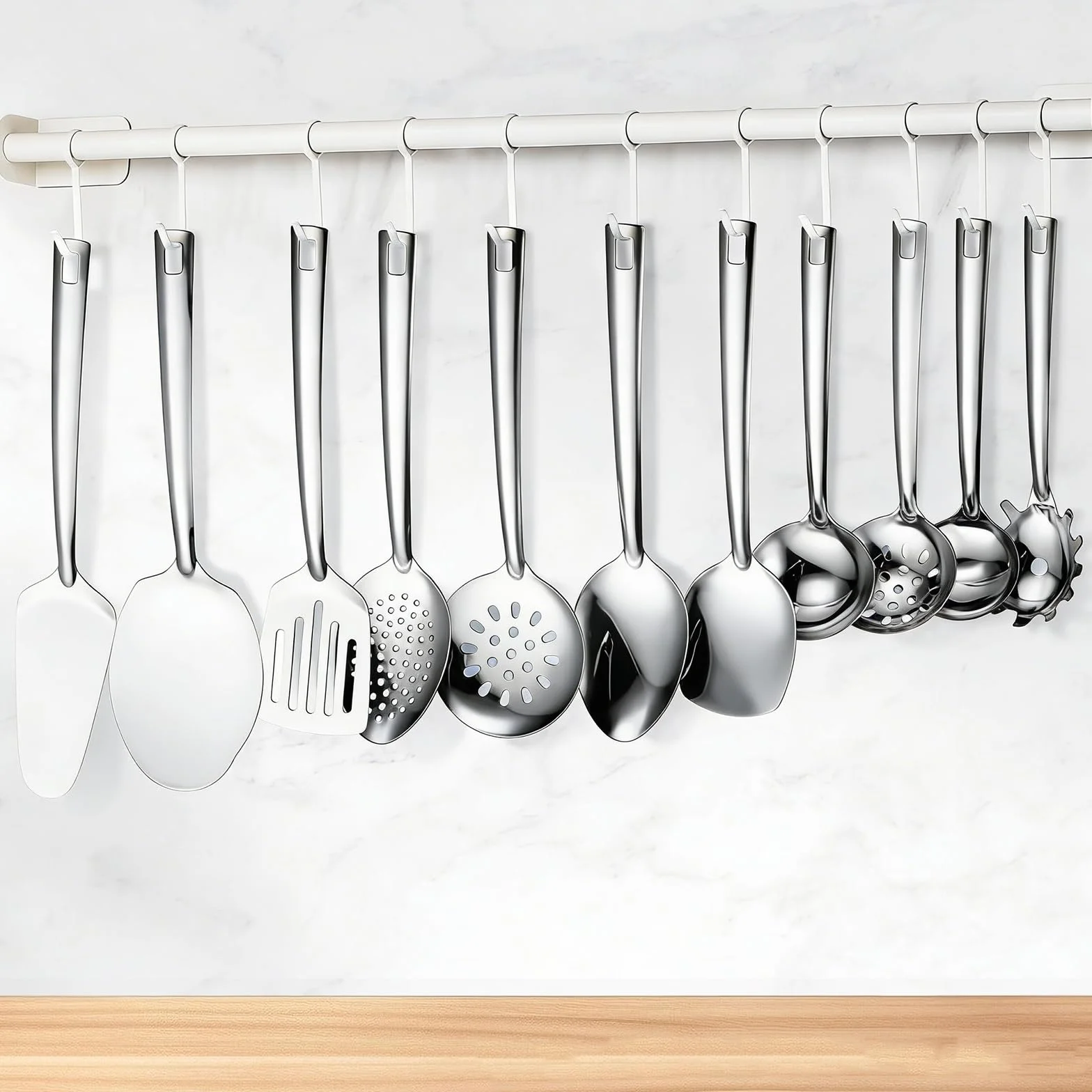 Home Essentials zestaw przyborów kuchennych, 11-częściowy, ze stali nierdzewnej, łopatka kuchenna, łyżka kuchenna, akcesoria