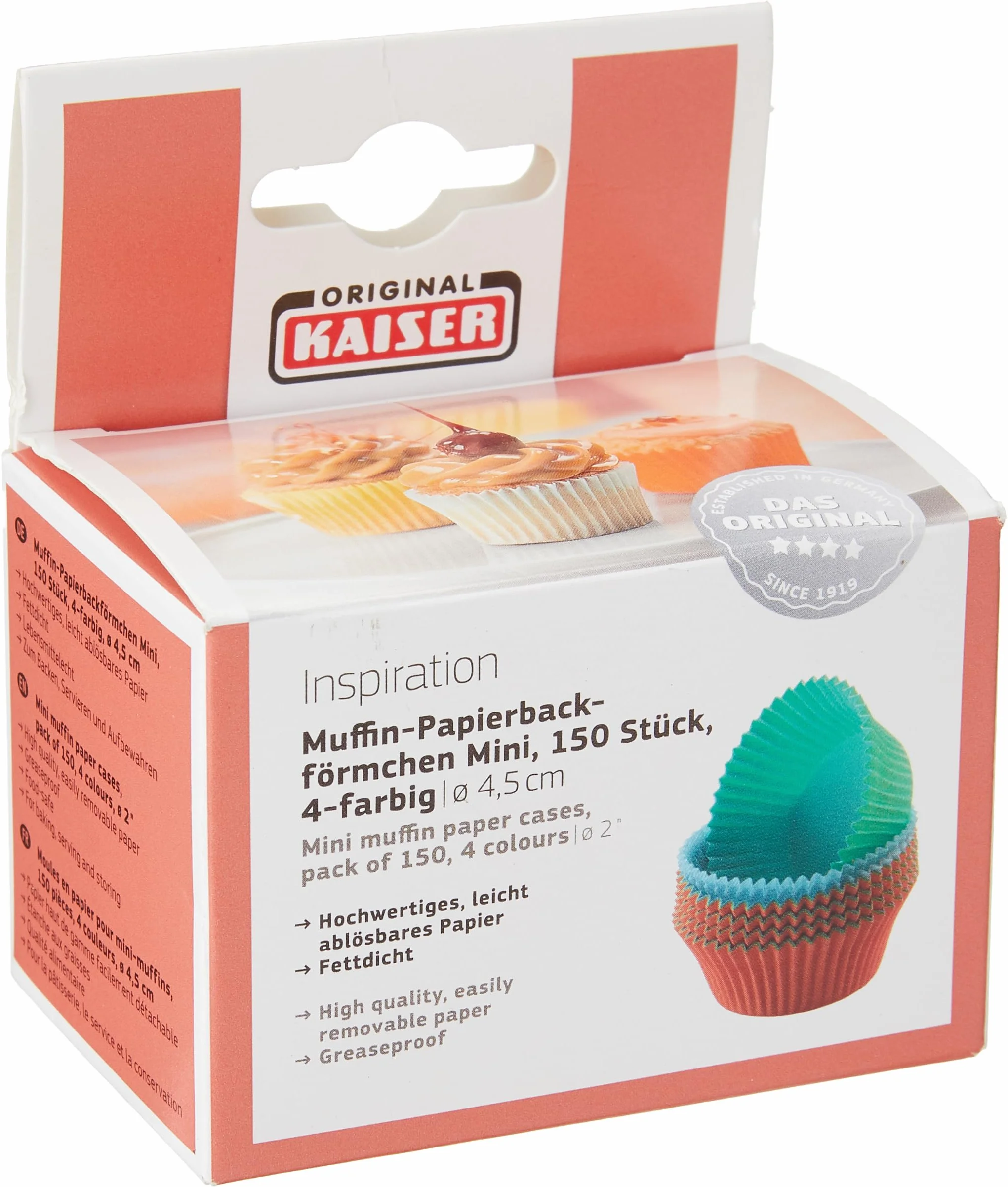 Kaiser Inspiration Mini Foremki do Muffinek, Różnokolorowe, Ø 4.5 cm, 150 sztuk