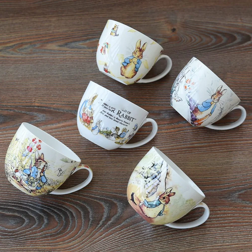 Duży Kubek Kawy z Kreskówką Królik Ceramiczny Kubek Mleka Porcelanowy Kubek Herbaty Piękny (C 700ML)