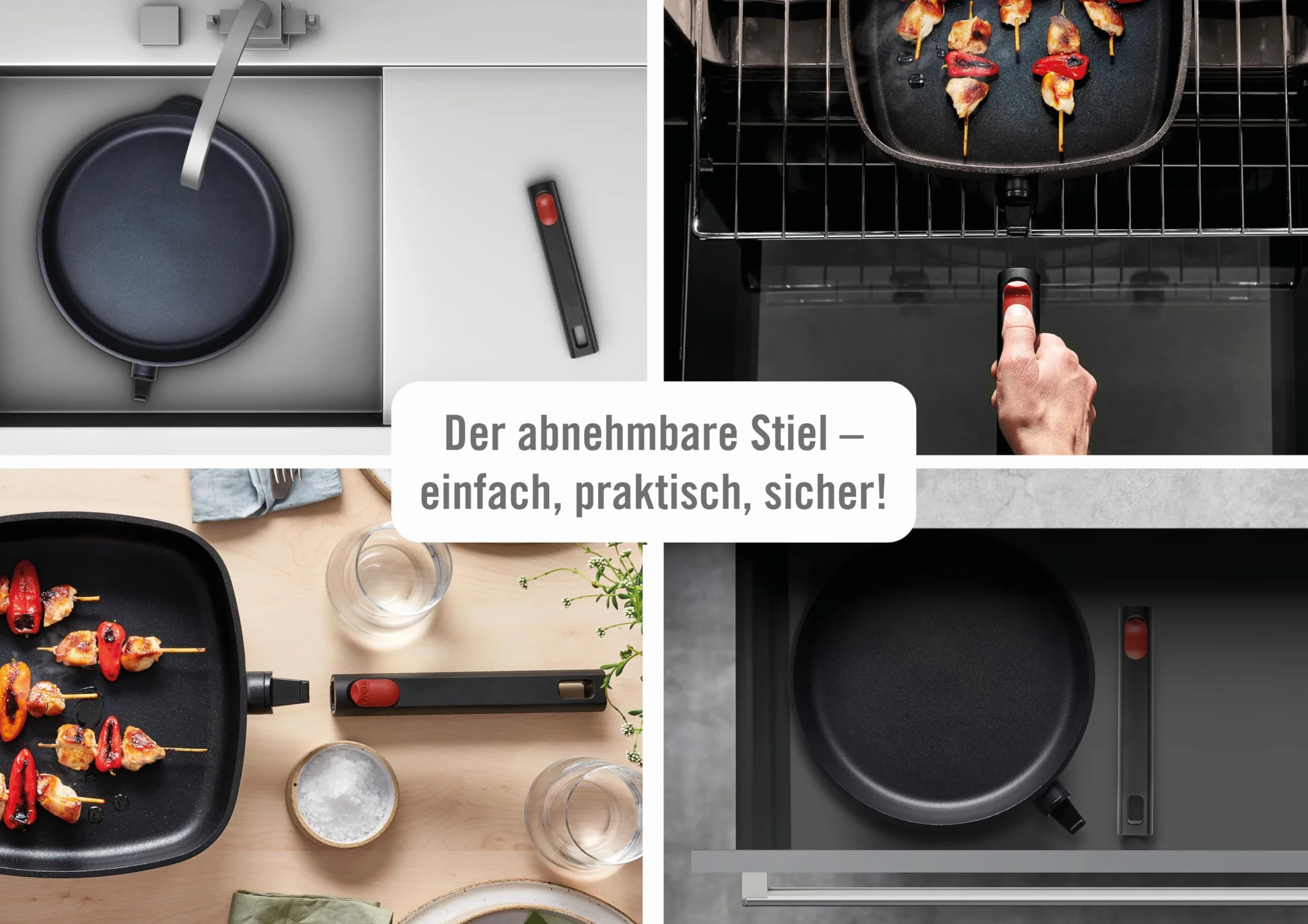 Woll Diamond Logic XR Patelnia do naleśników – indukcyjna, Ø 26 cm, ze zdejmowanym trzonkiem – nadaje się do wszystkich rodzajów kuchenek, aluminium, odporna na piekarnik, czarna
