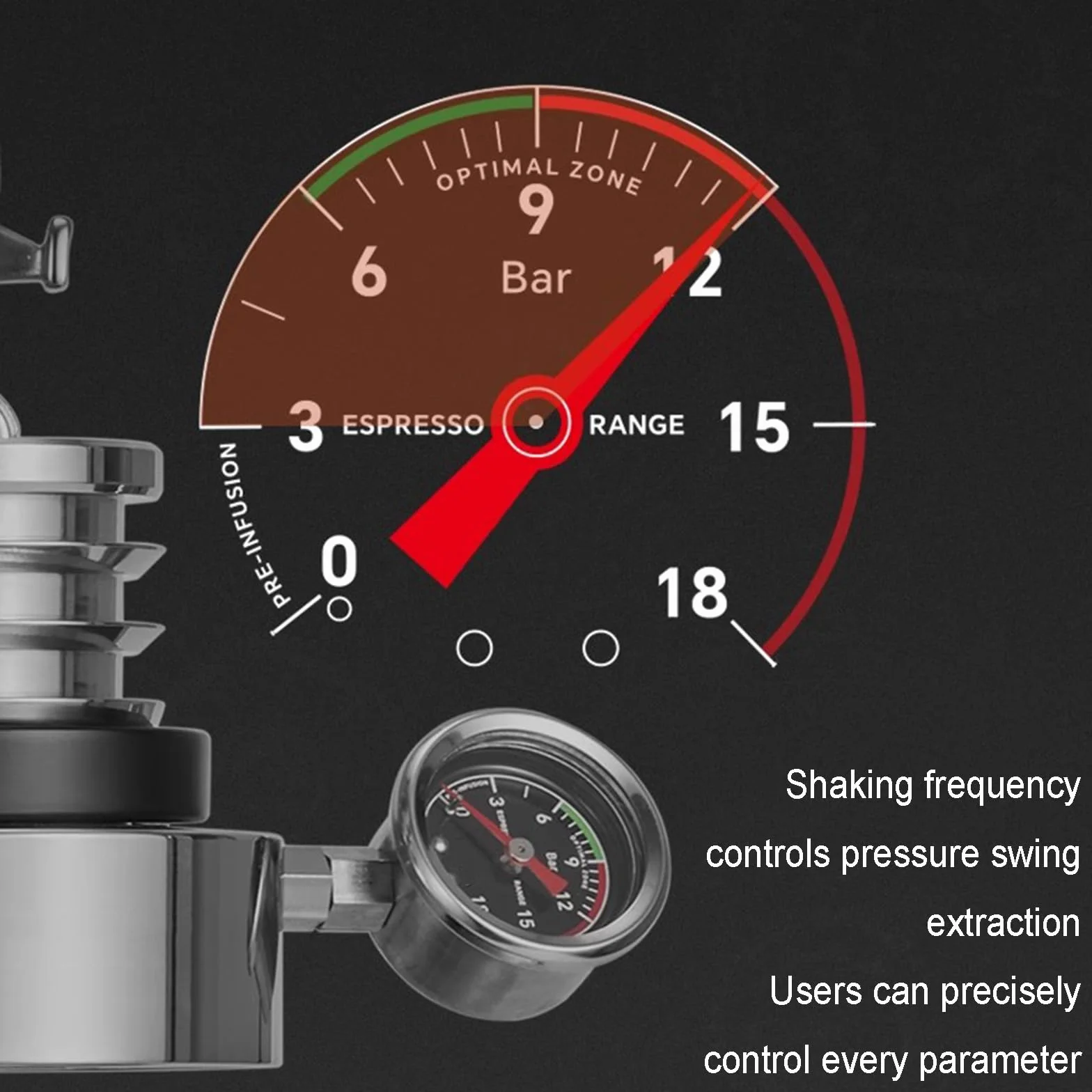 Ręcznie korbkowa ekspres do espresso, 18-barowy mechaniczny ekspres do kawy z manometrem, do kolby 58 mm, bezprądowy - czarny, do użytku komercyjnego i domowego