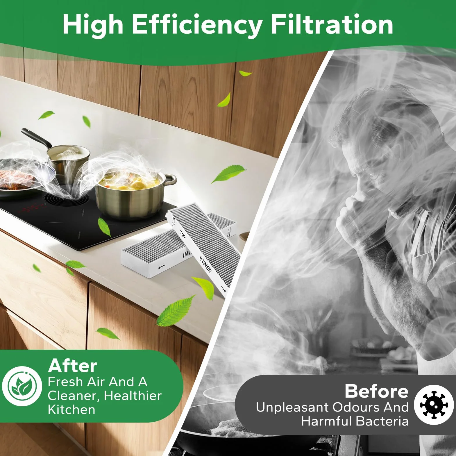 2 x Filtr z węglem aktywnym do Bora Pure PUAKF, do płyt konwekcyjnych PURU lub PUXU, do akcesoriów filtracyjnych Bora Pure X Pure S Pure M Pure, filtr PUAKF