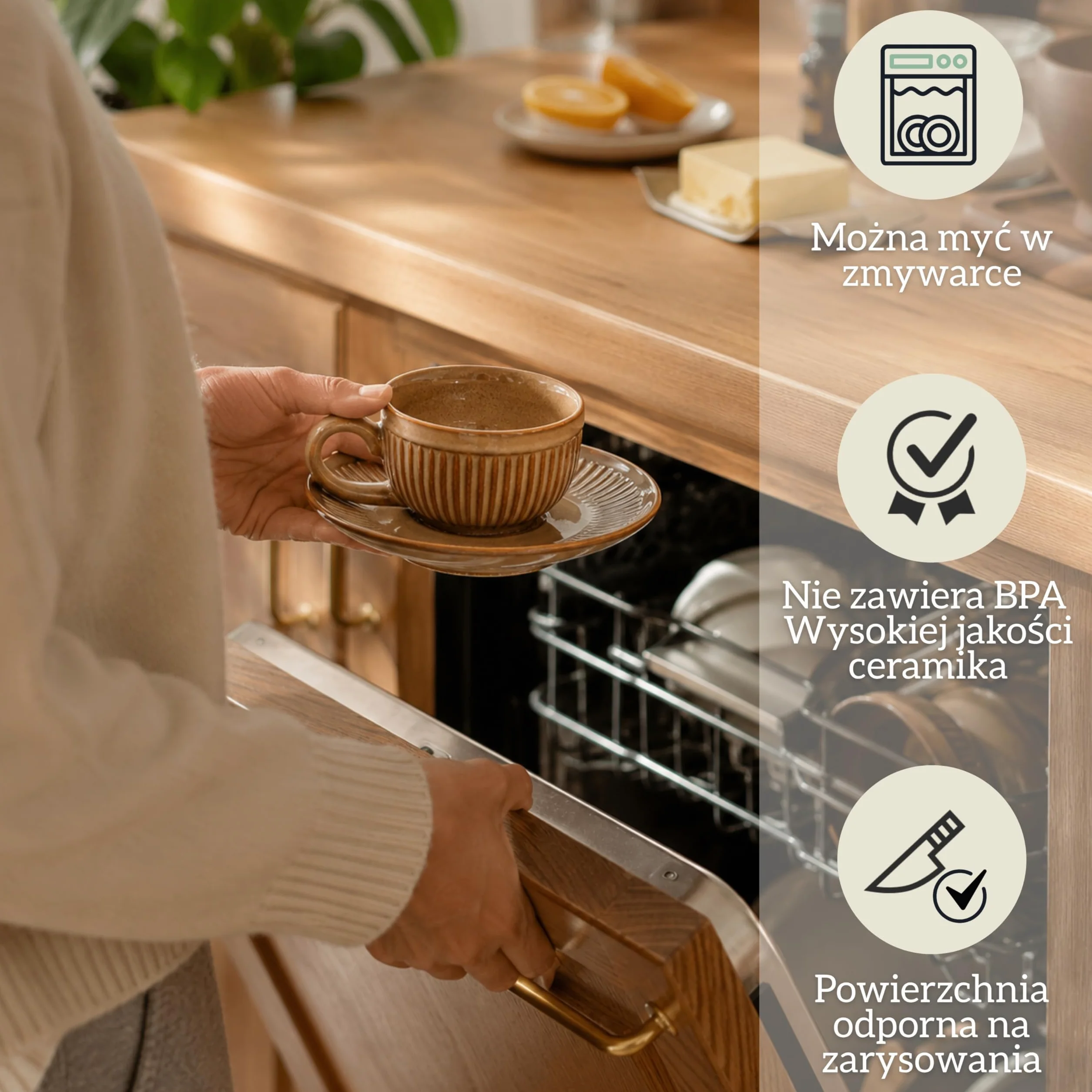 Zestaw 6 filiżanek do espresso ze spodkami 90 ml – zestaw filiżanek do espresso – filiżanki do kawy z kamionką – grube ścianki z uchwytem – ręcznie wykonane filiżanki do kawy barista