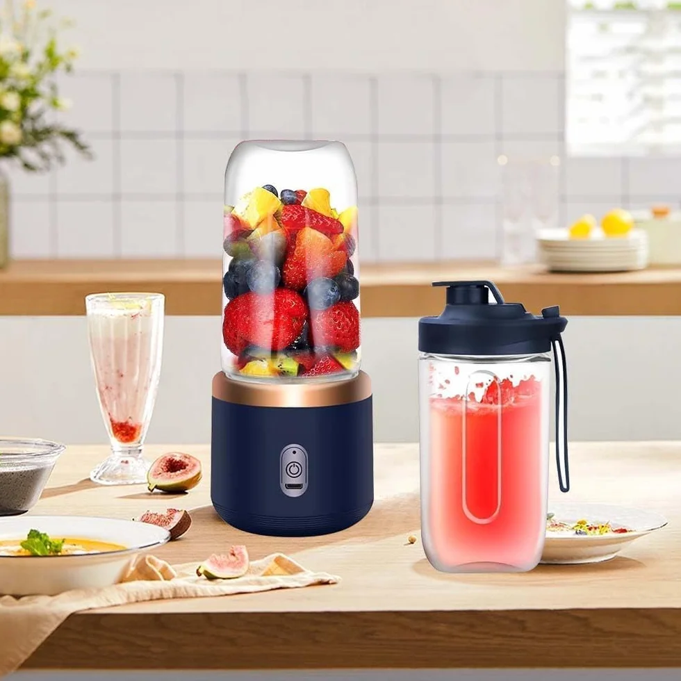 Smoothie Maker, 400 ml, przenośny mikser mini blender z 6 ostrzami ze stali nierdzewnej, mały smoothie Maker to Go USB do ponownego ładowania mini mikser stojący do jedzenia dla niemowląt,